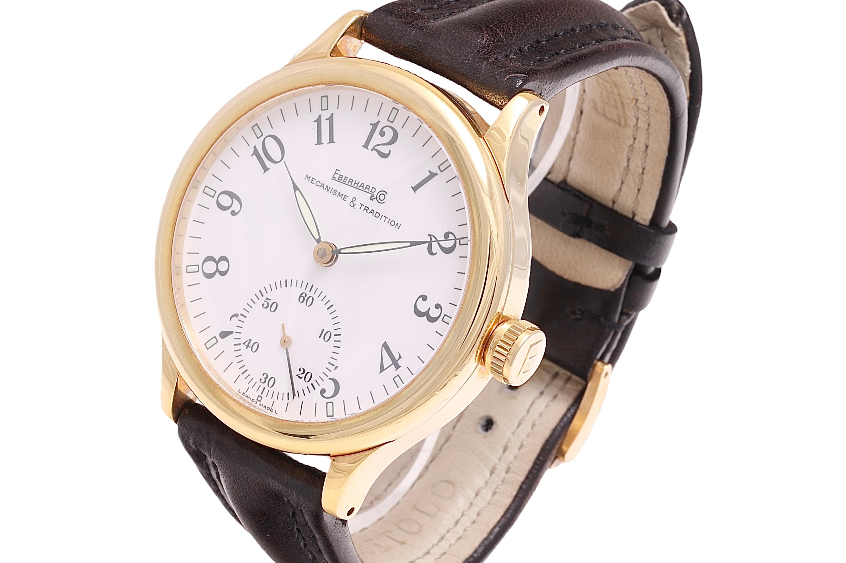 Artisan Grande montre-bracelet collection Grand Eberhard à remontage manuel 18 carats en vente