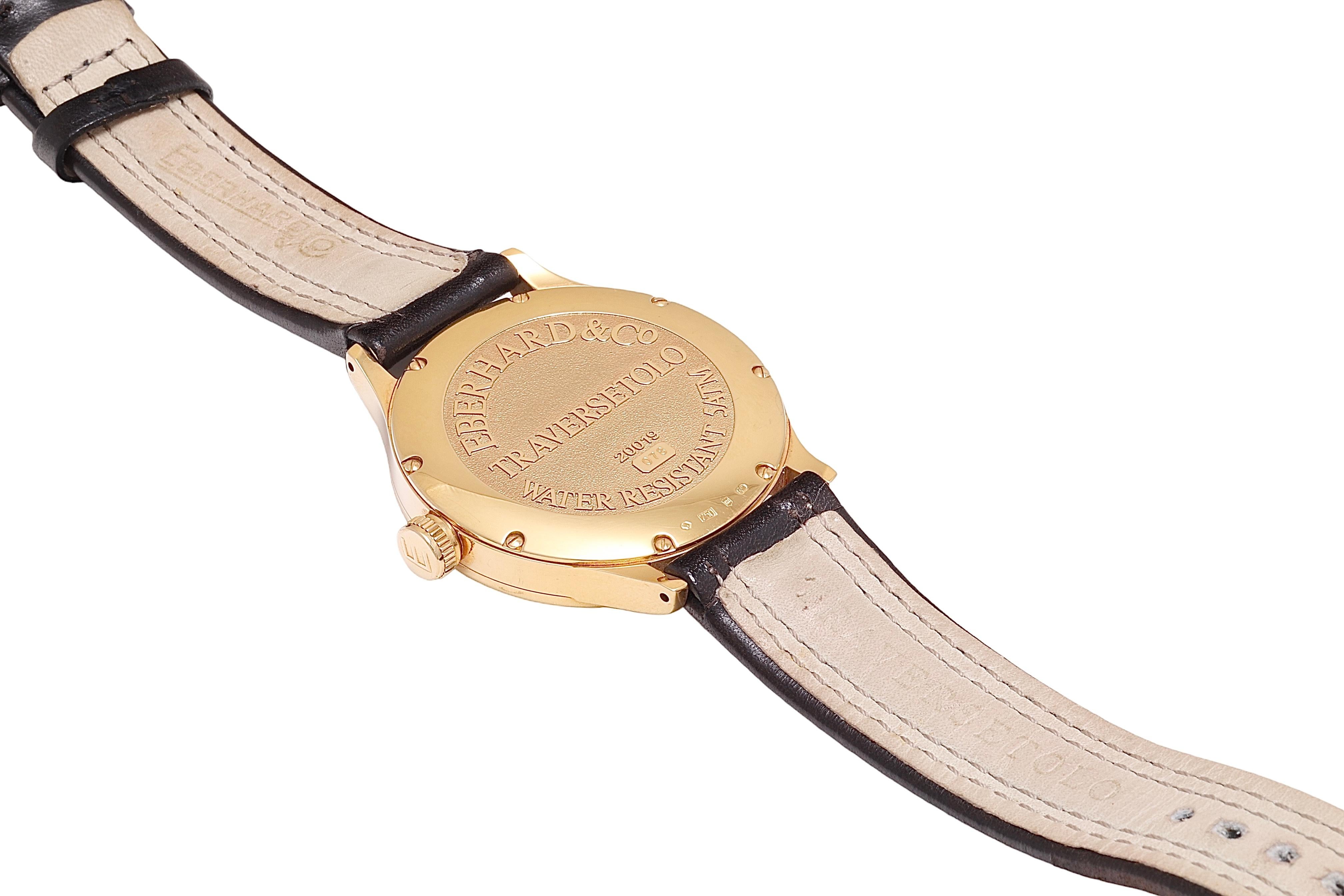 Grande montre-bracelet collection Grand Eberhard à remontage manuel 18 carats en vente 2