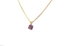 18 Kt Handmade Amethyst and Emerald Necklace