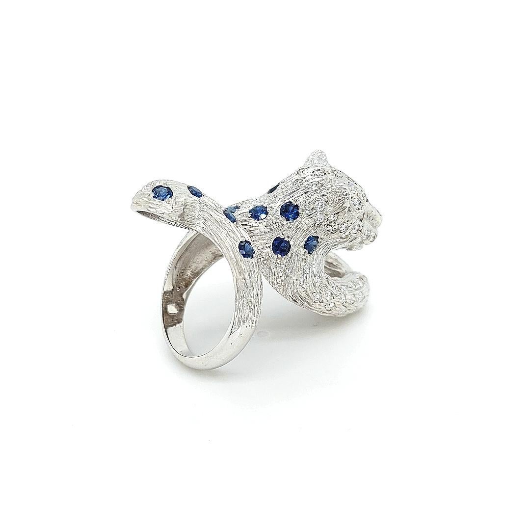 18kt Maramenos Pateras Panther or Tiger Ring with Diamonds and Sapphires For Sale 6