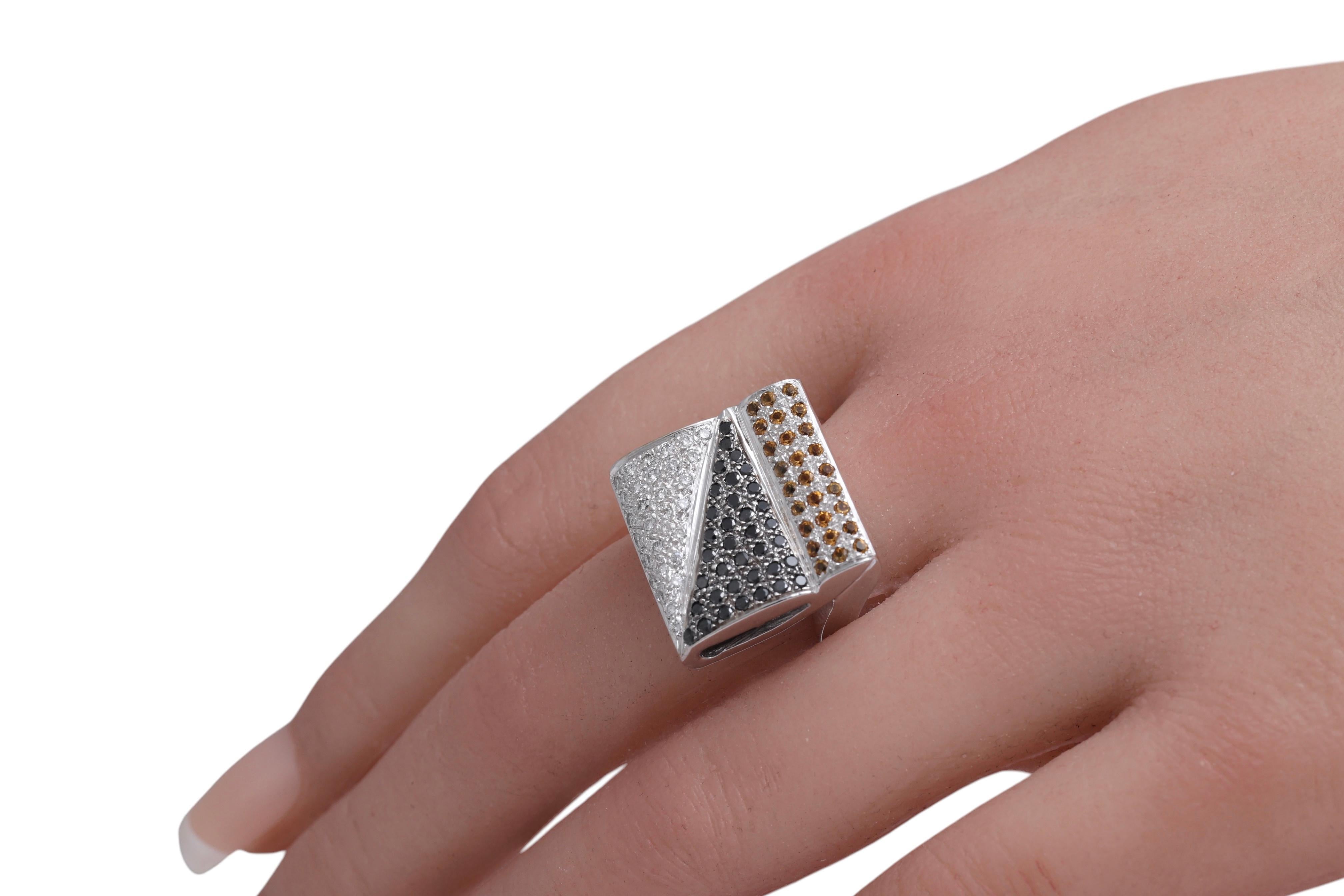 18 Kt Multi Color Diamond & Semi Precious Stones Ring For Sale 7