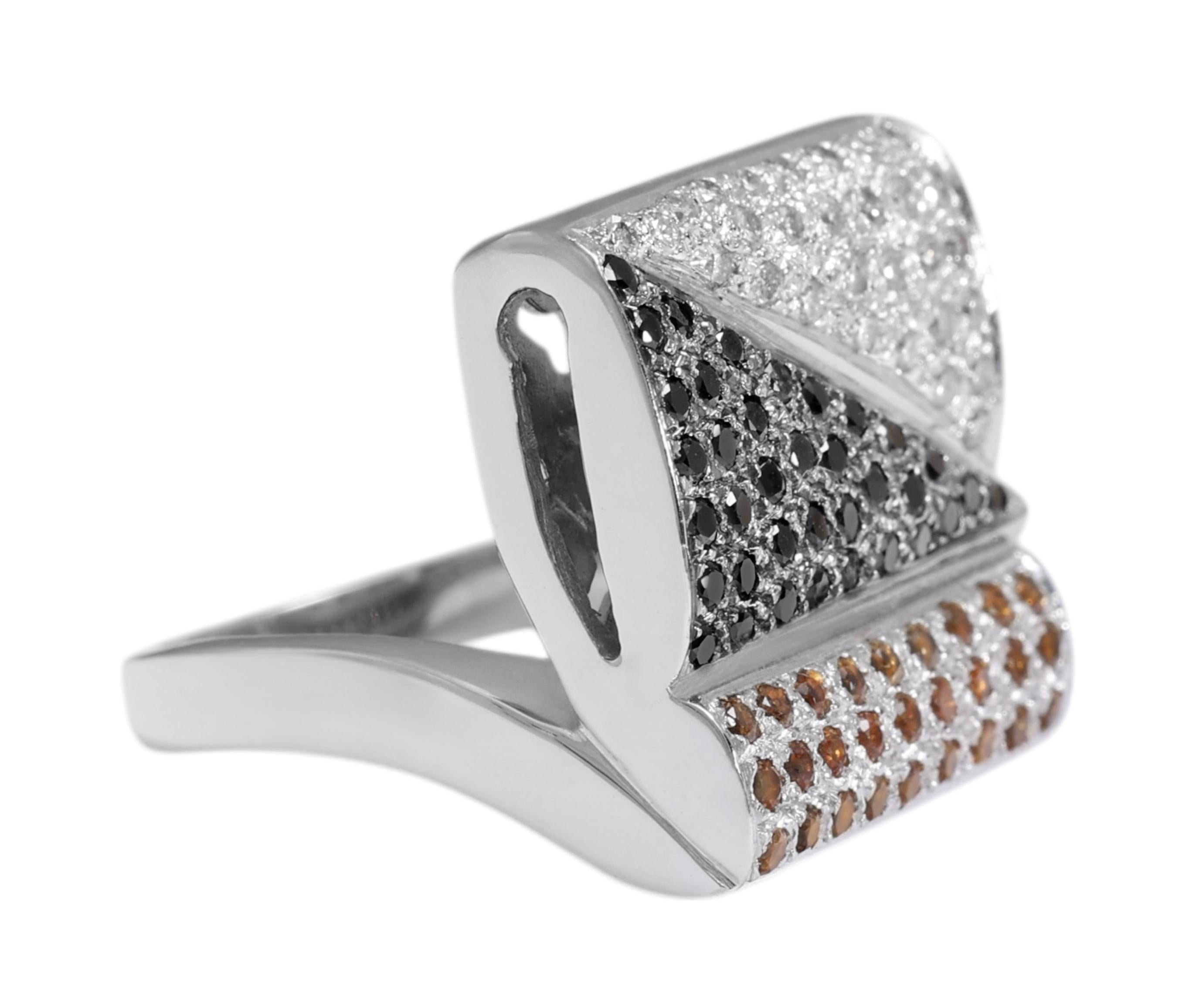 Modern 18 Kt Multi Color Diamond & Semi Precious Stones Ring For Sale