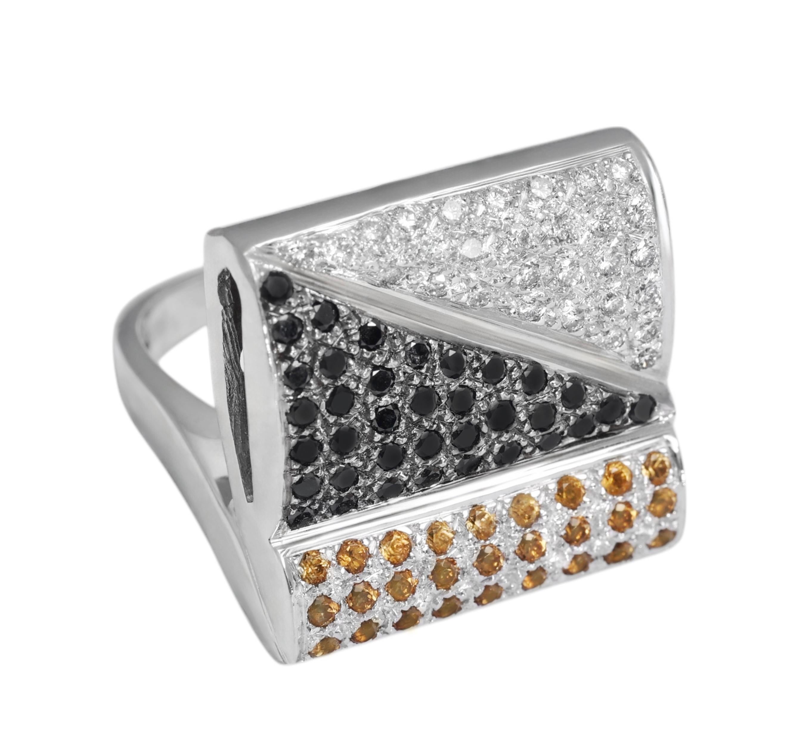 Brilliant Cut 18 Kt Multi Color Diamond & Semi Precious Stones Ring For Sale
