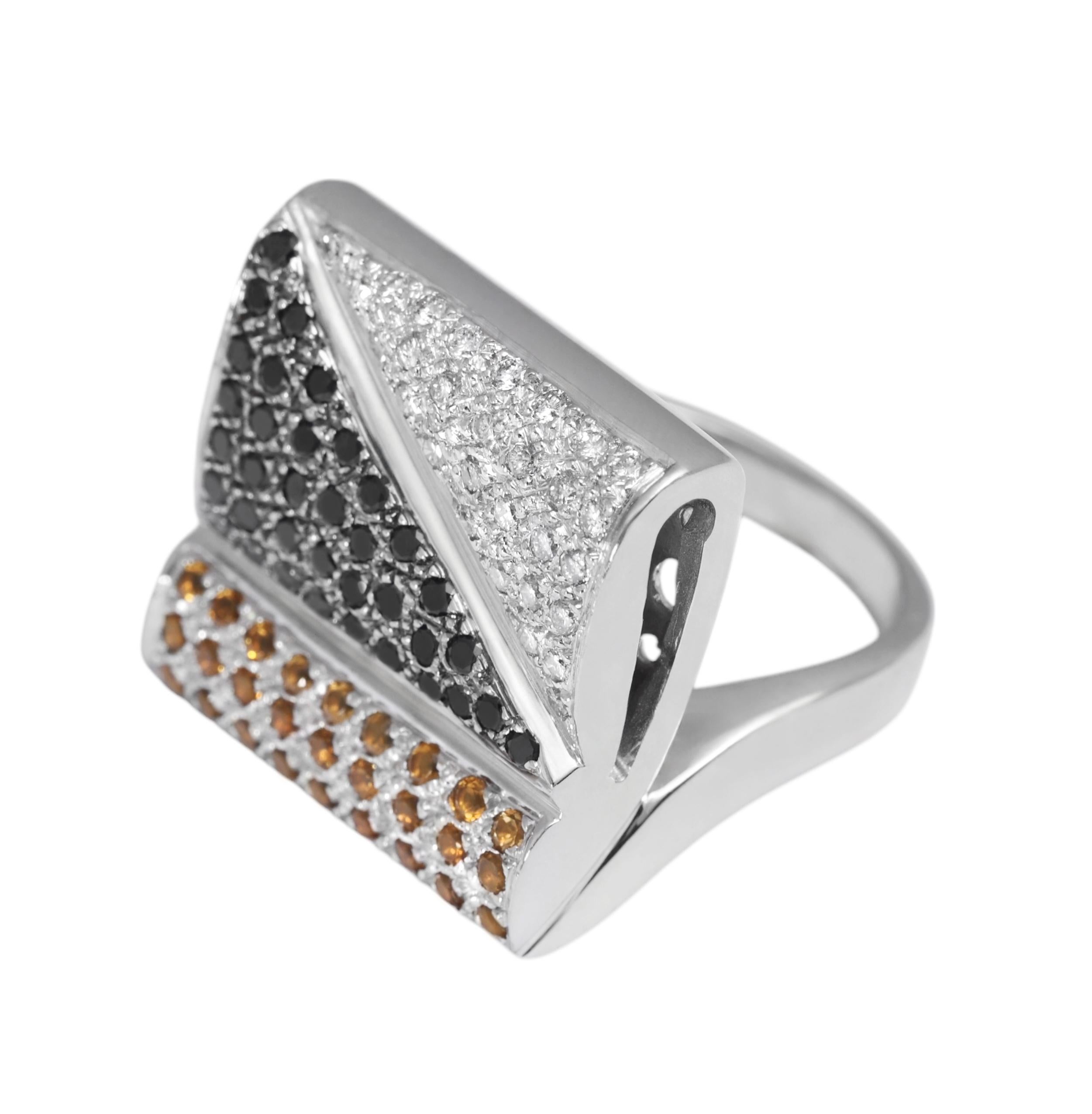 18 Kt Multi Color Diamond & Semi Precious Stones Ring For Sale 2