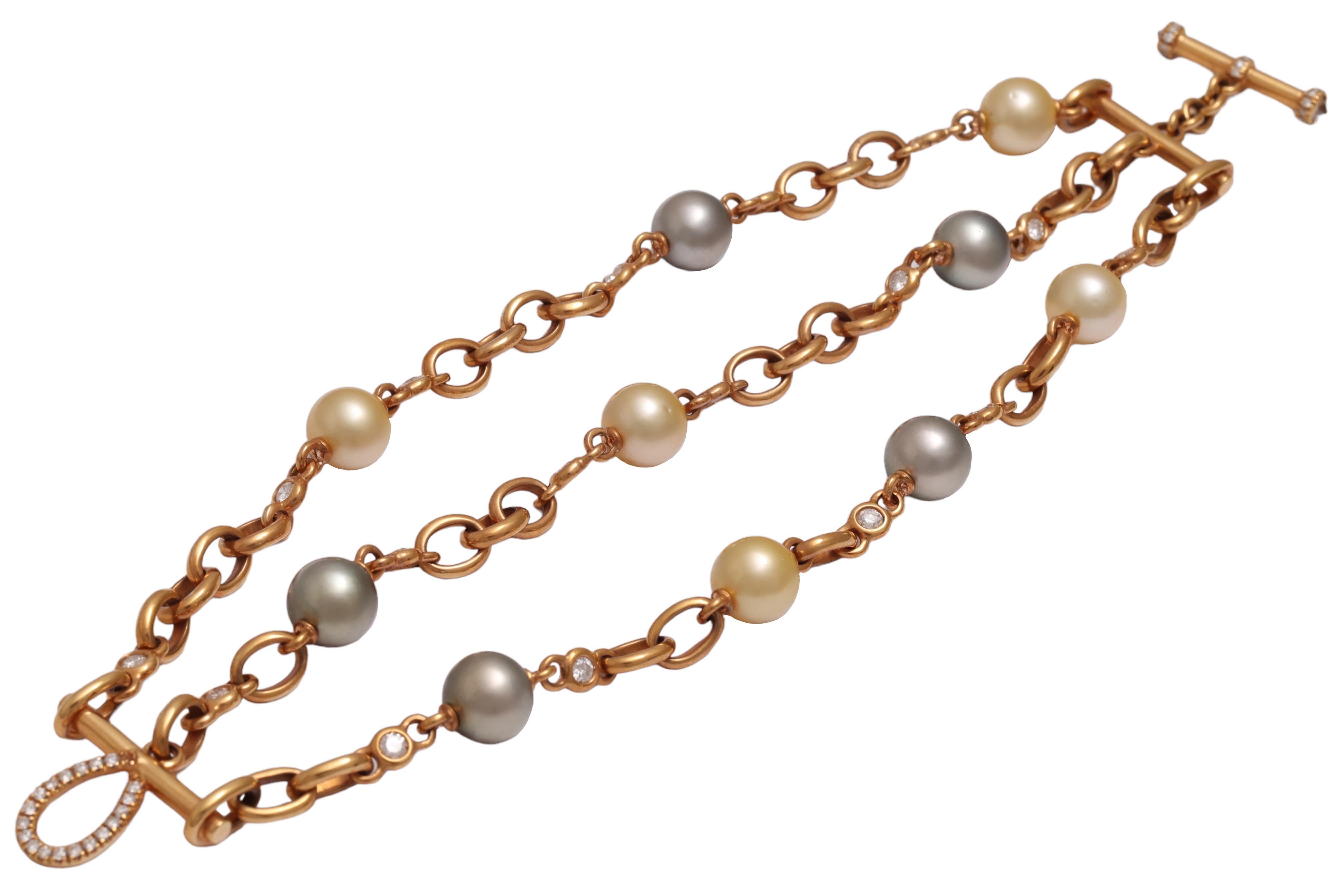 Bracciale con perle e diamanti multicolore 18 Kt In condizioni Nuovo in vendita a Antwerp, BE
