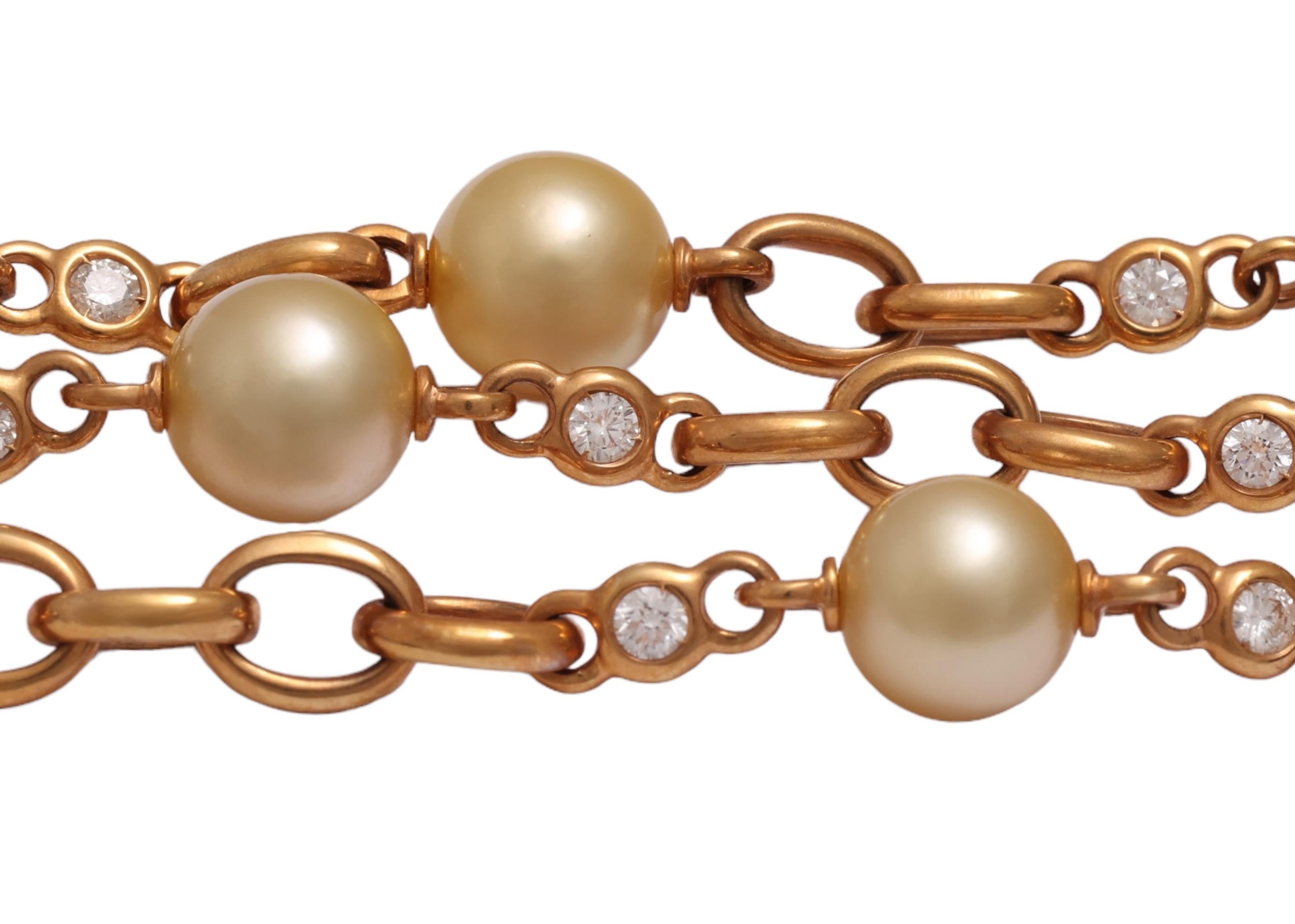 da uomo o donna Bracciale con perle e diamanti multicolore 18 Kt in vendita