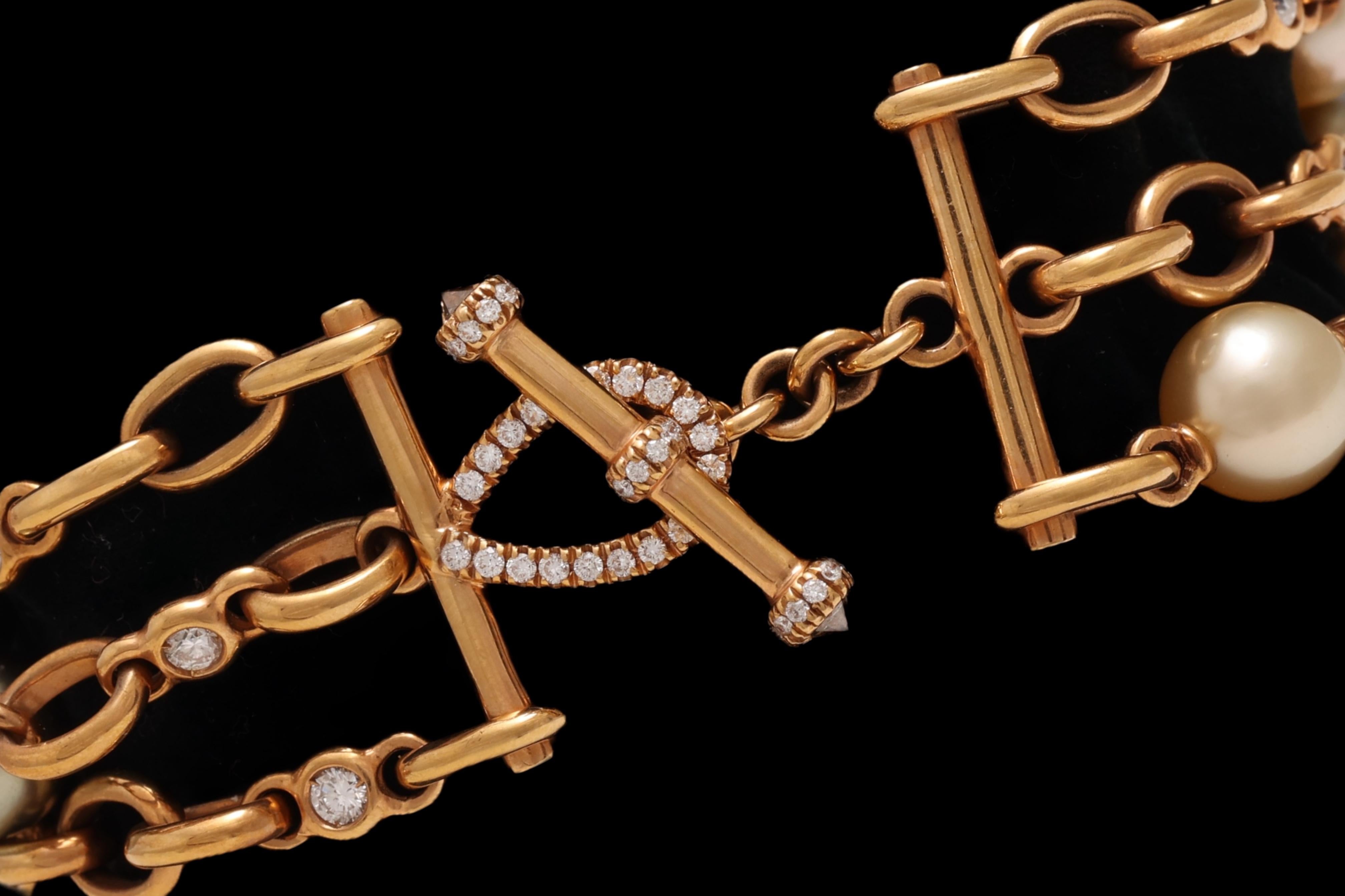 Bracciale con perle e diamanti multicolore 18 Kt in vendita 1