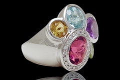 18 Kt Multi Precious Gem Stone Diamond Ring