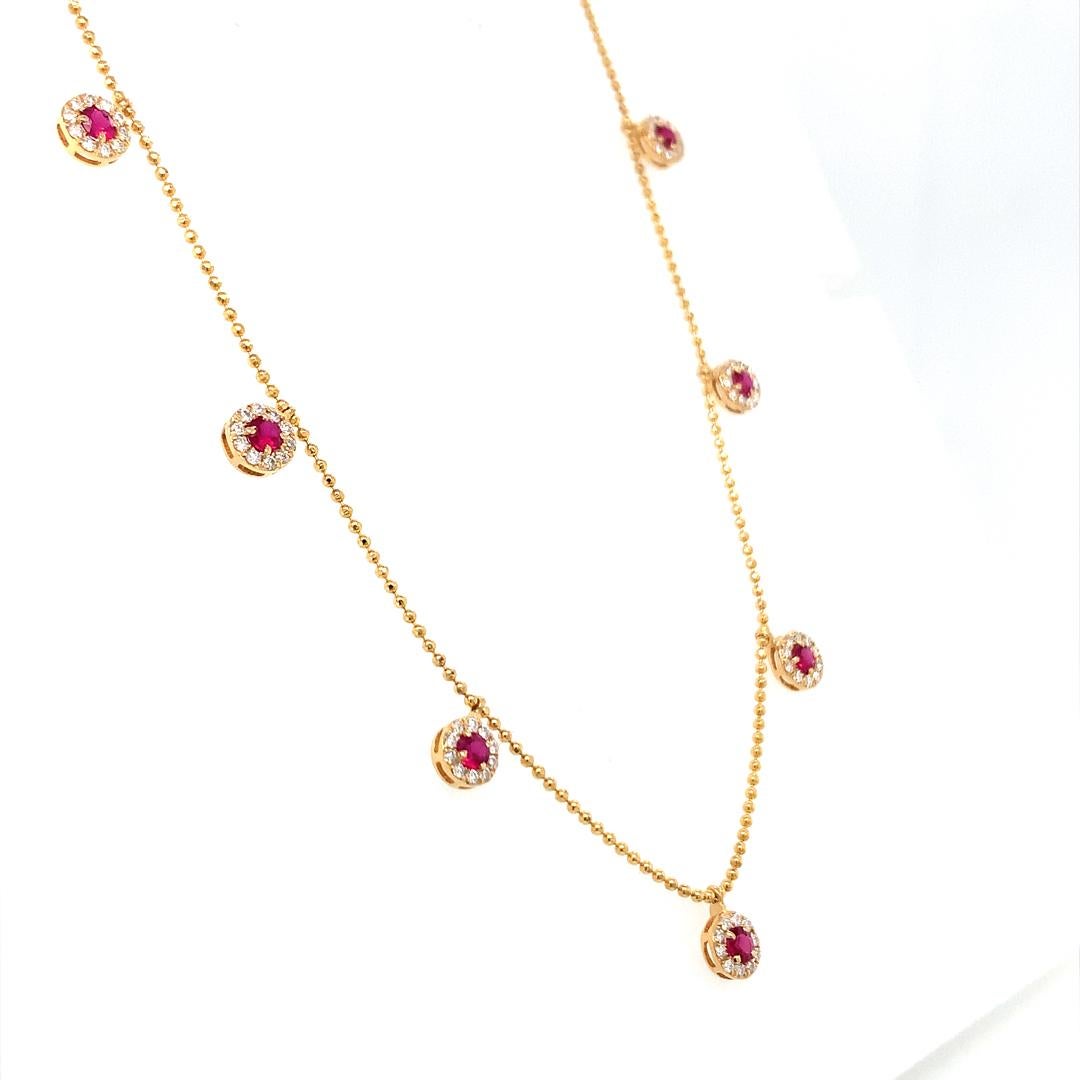 18- Kt Natural ruby and diamond necklace In New Condition For Sale In New York, NY