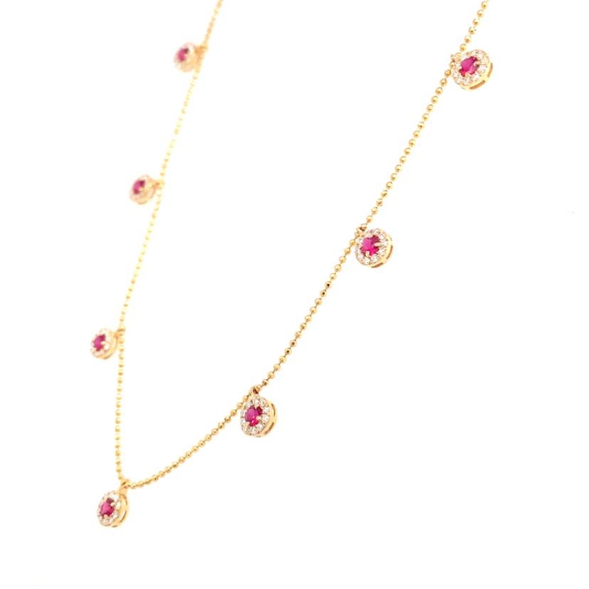 Women's 18- Kt Natural ruby and diamond necklace For Sale