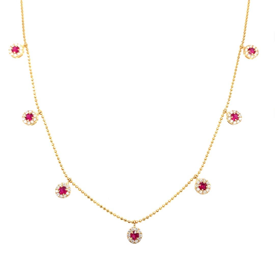 18- Kt Natural ruby and diamond necklace For Sale 1