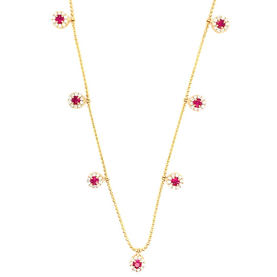 18- Kt Natural ruby and diamond necklace For Sale 2