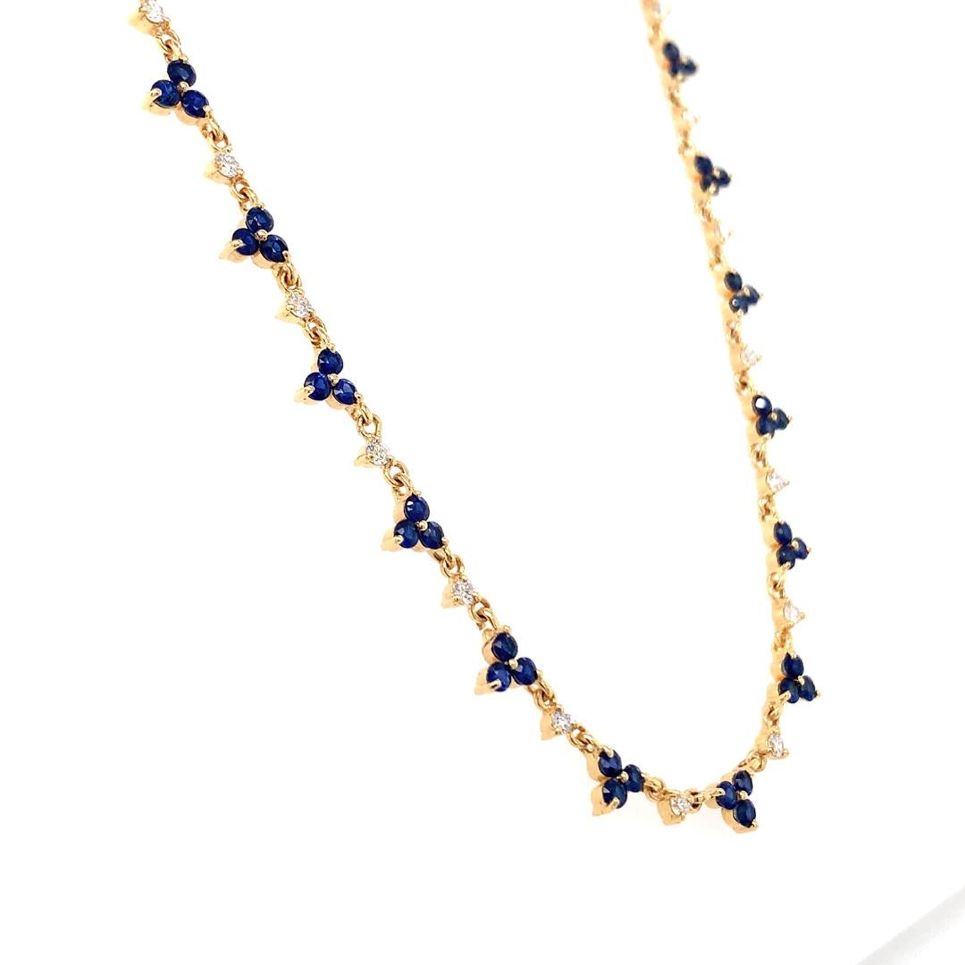 18- Kt Natural sapphire and diamond necklace In New Condition For Sale In New York, NY