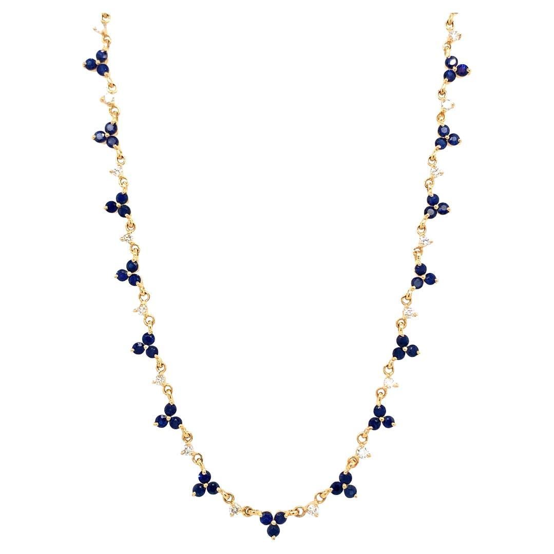  18- Kt Natural sapphire and diamond necklace For Sale