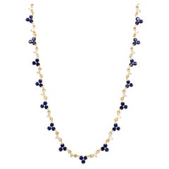  18- Kt Natural sapphire and diamond necklace