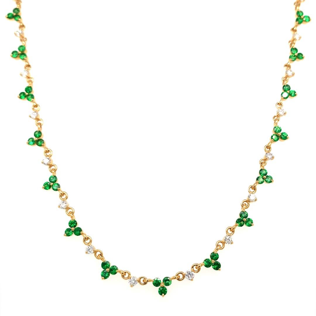 Women's  18- Kt Natural Tsavorite and diamond necklace For Sale