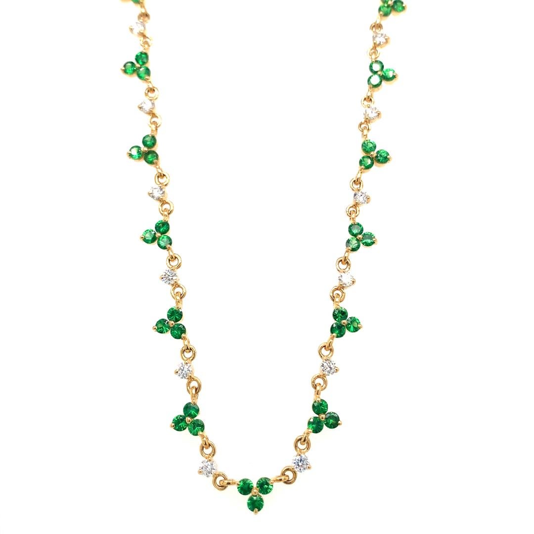 18- Kt Natural Tsavorite and diamond necklace For Sale 1