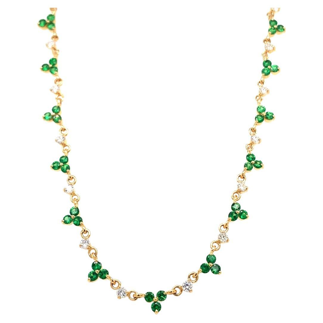  18- Kt Natural Tsavorite and diamond necklace For Sale