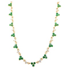  18- Kt Natural Tsavorite and diamond necklace