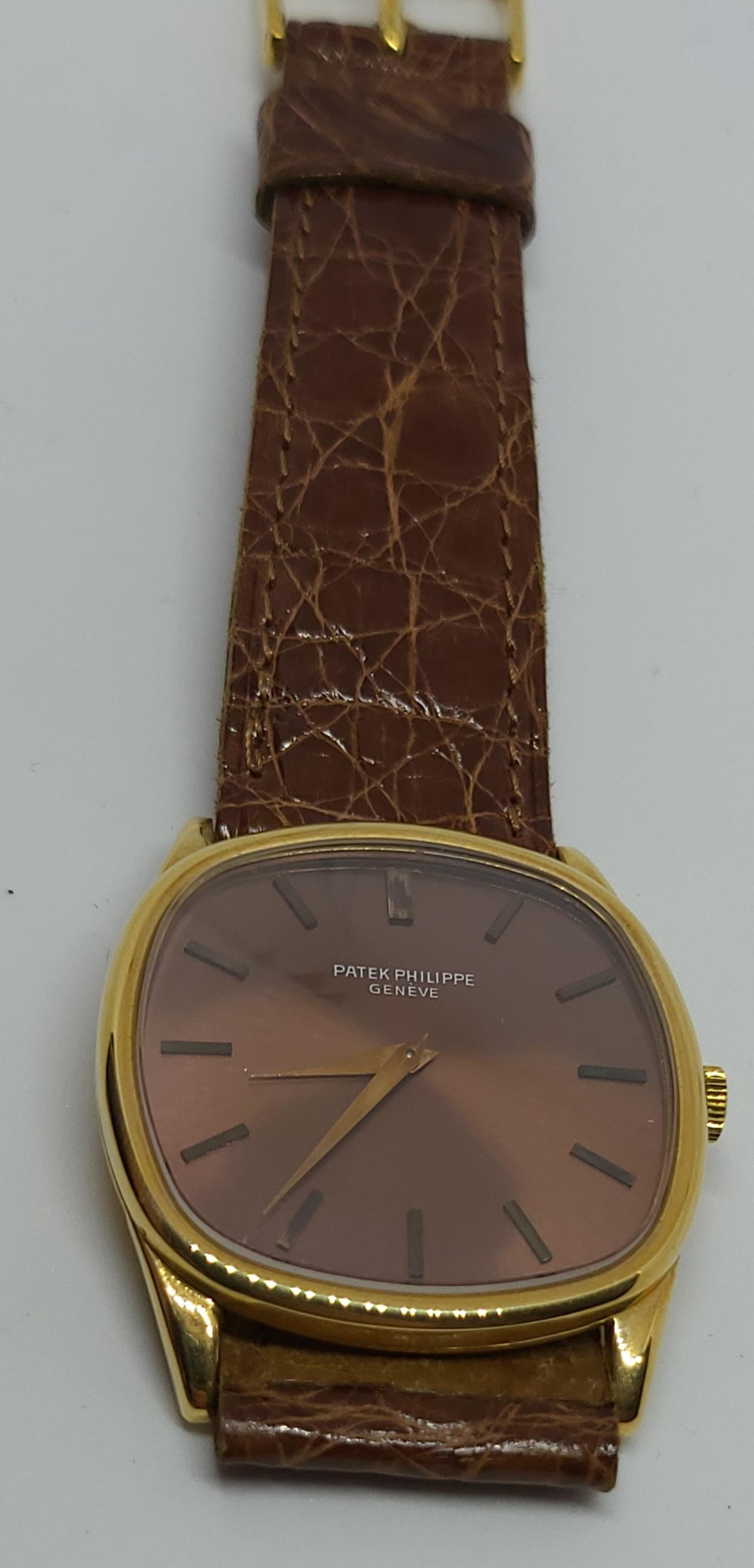 18 kt Patek Philippe TV, Elipse mit Bronze-/ Vermeer-Zifferblatt Ref. 3644 im Angebot 6
