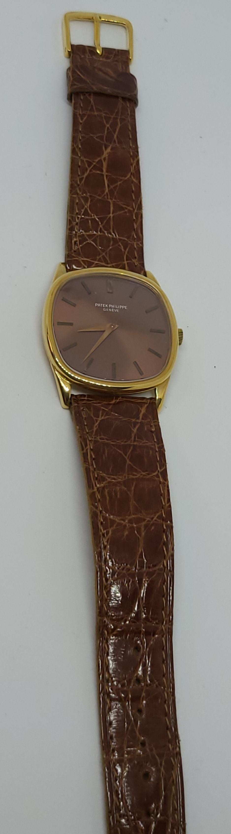 18 kt Patek Philippe TV, Elipse mit Bronze-/ Vermeer-Zifferblatt Ref. 3644 im Angebot 8