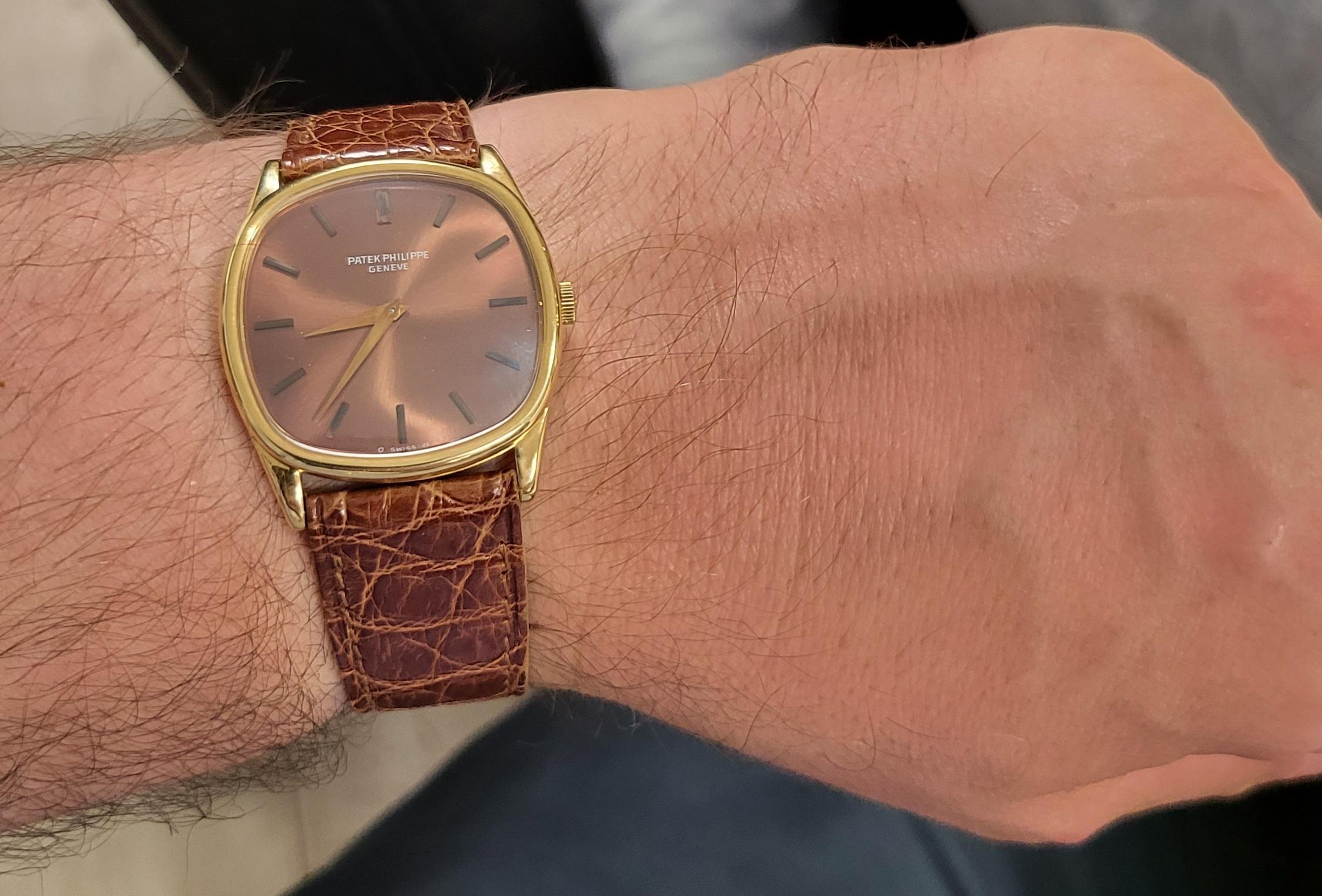 18 kt Patek Philippe TV, Elipse mit Bronze-/ Vermeer-Zifferblatt Ref. 3644 (Kunsthandwerker*in) im Angebot