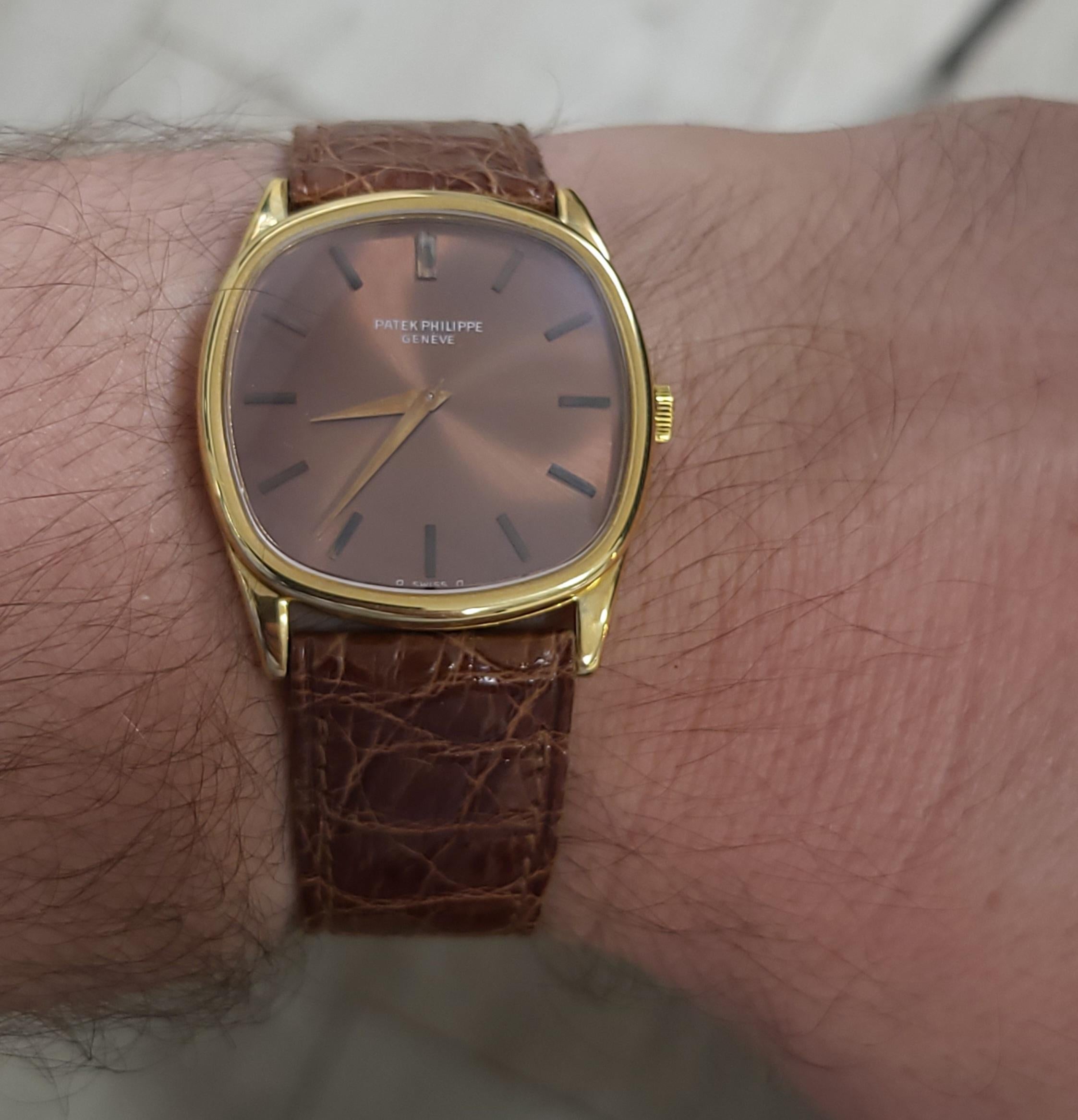 18 kt Patek Philippe TV, Elipse mit Bronze-/ Vermeer-Zifferblatt Ref. 3644 für Damen oder Herren im Angebot