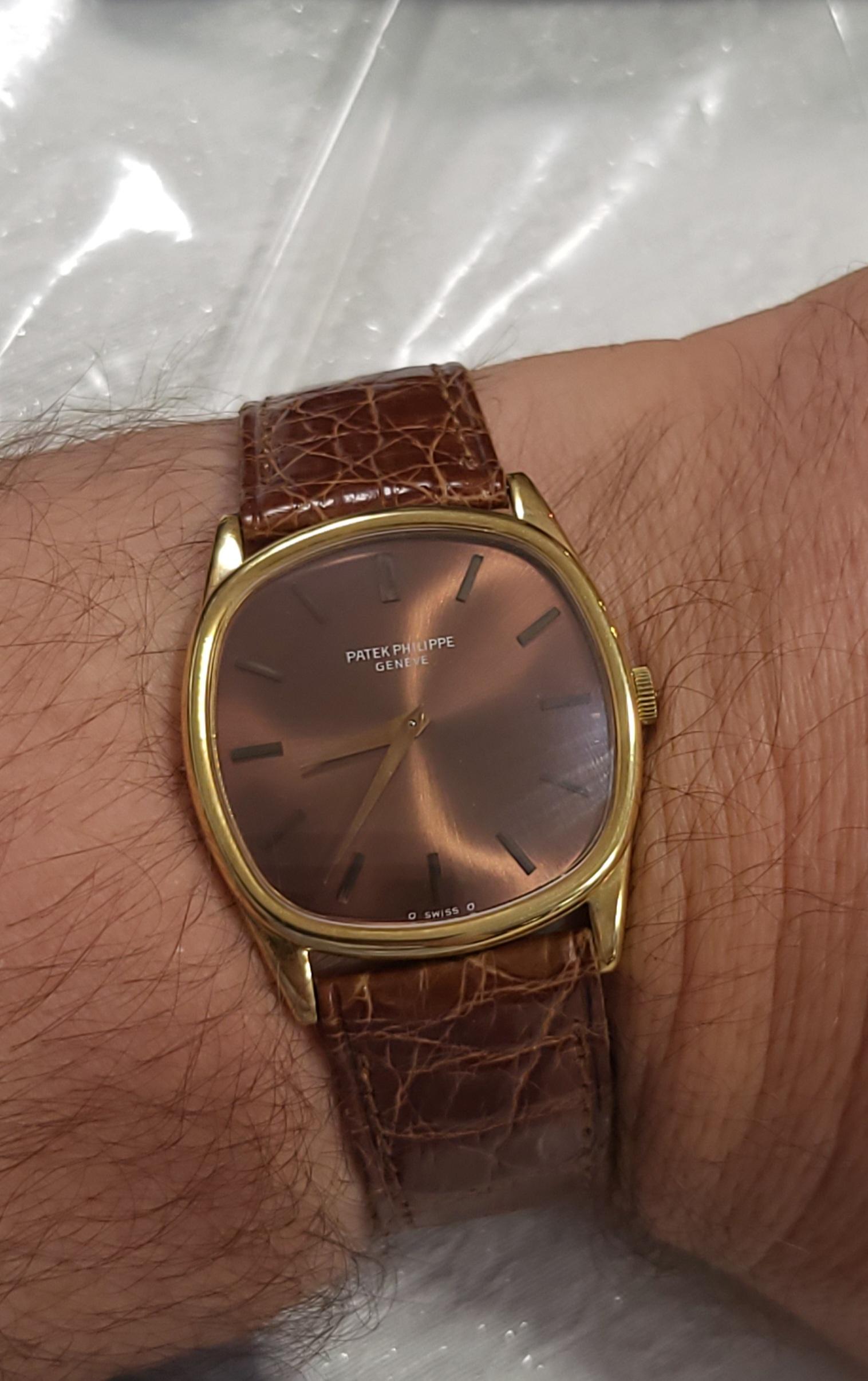 18 kt Patek Philippe TV, Elipse mit Bronze-/ Vermeer-Zifferblatt Ref. 3644 im Angebot 1