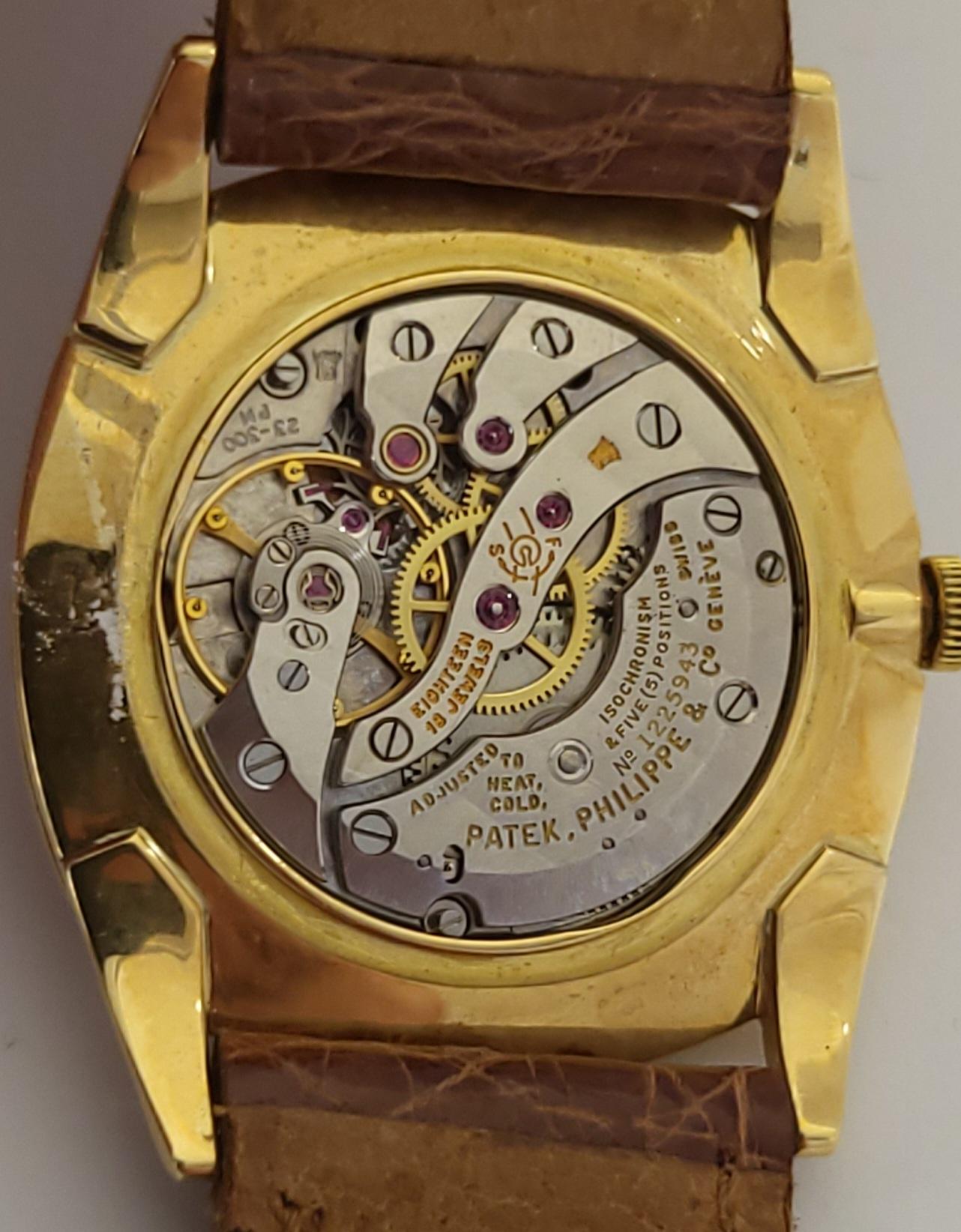 18 kt Patek Philippe TV, Elipse mit Bronze-/ Vermeer-Zifferblatt Ref. 3644 im Angebot 3