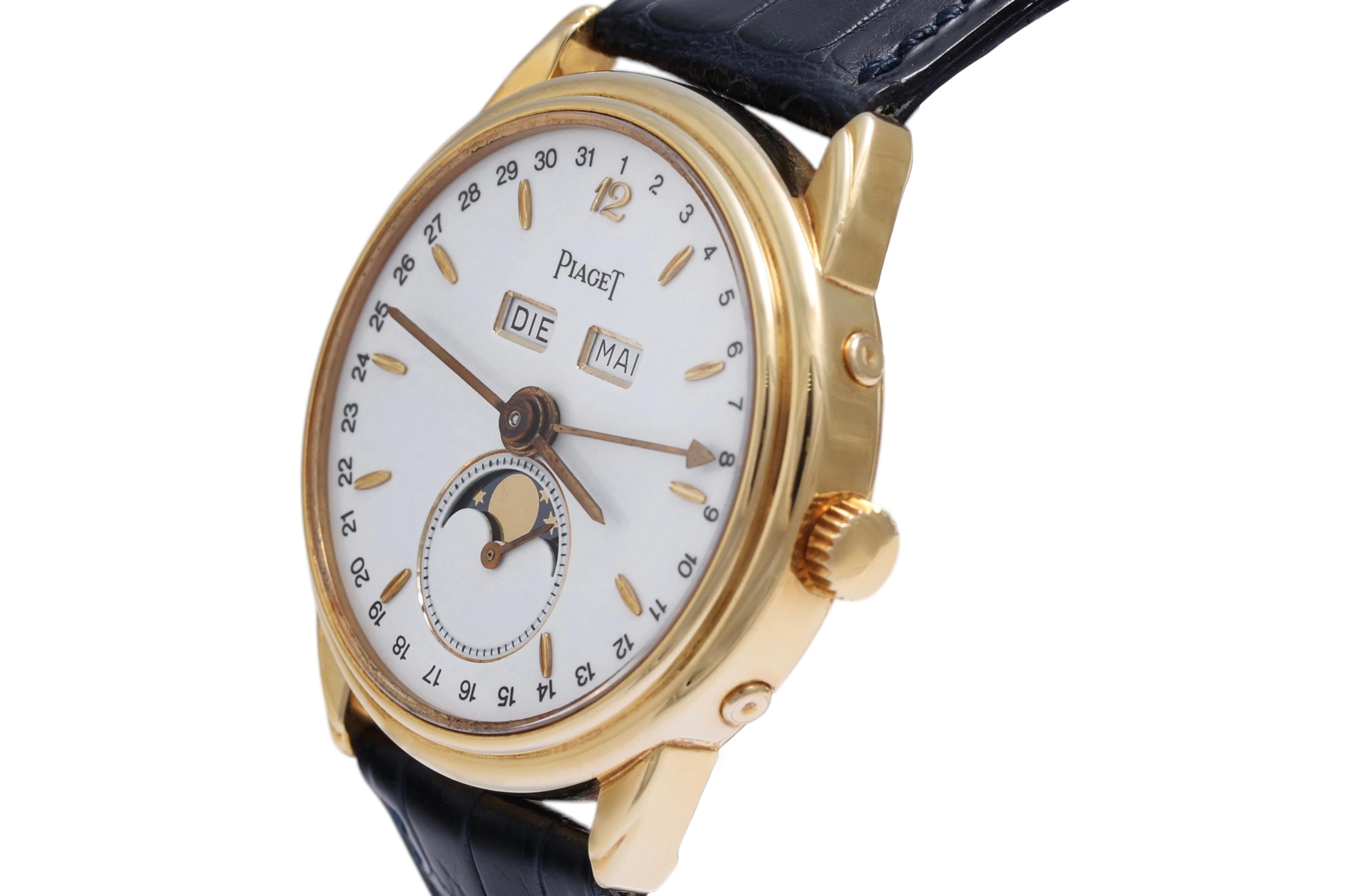 Artisan 18 Kt Piaget Limited Edition Triple Date Moon Phase Wrist Watch For Sale