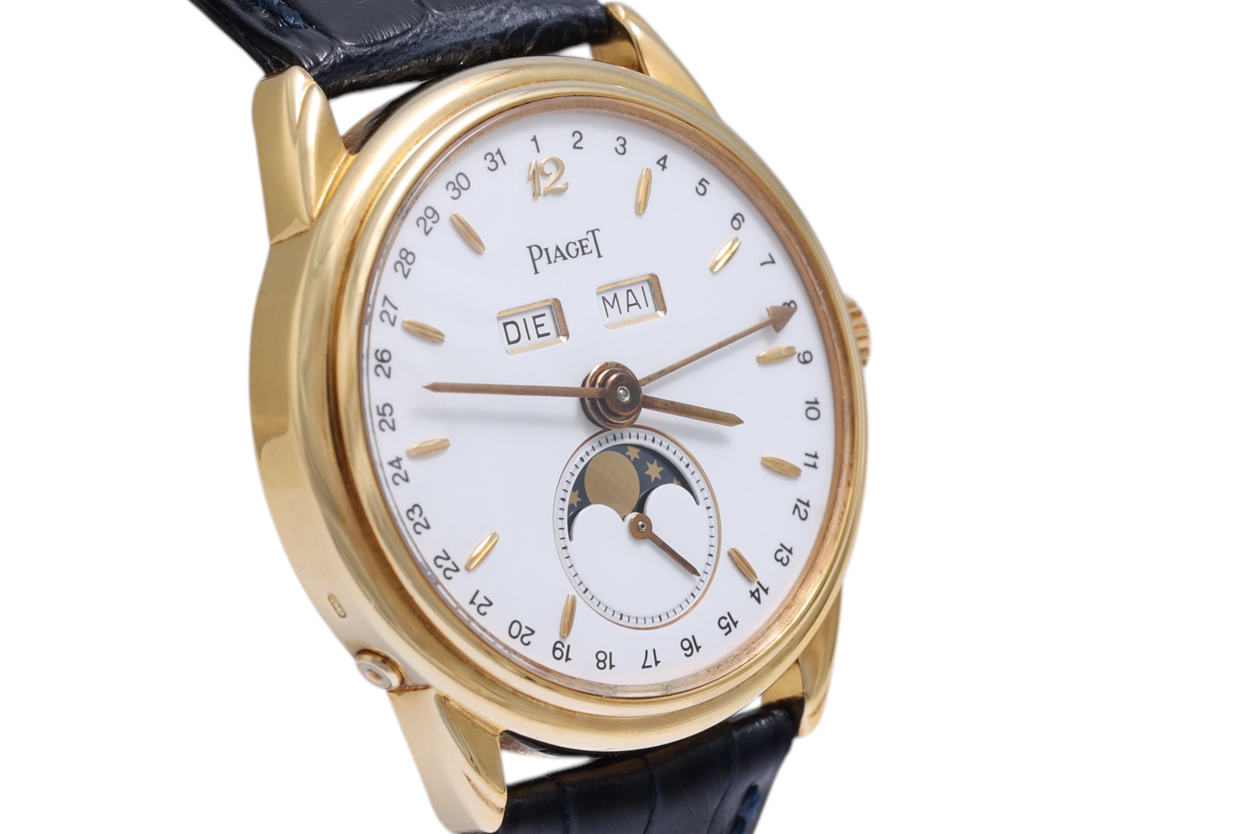 18 Kt Piaget Limited Edition Triple Date Moon Phase Wrist Watch In Excellent Condition For Sale In Antwerp, BE