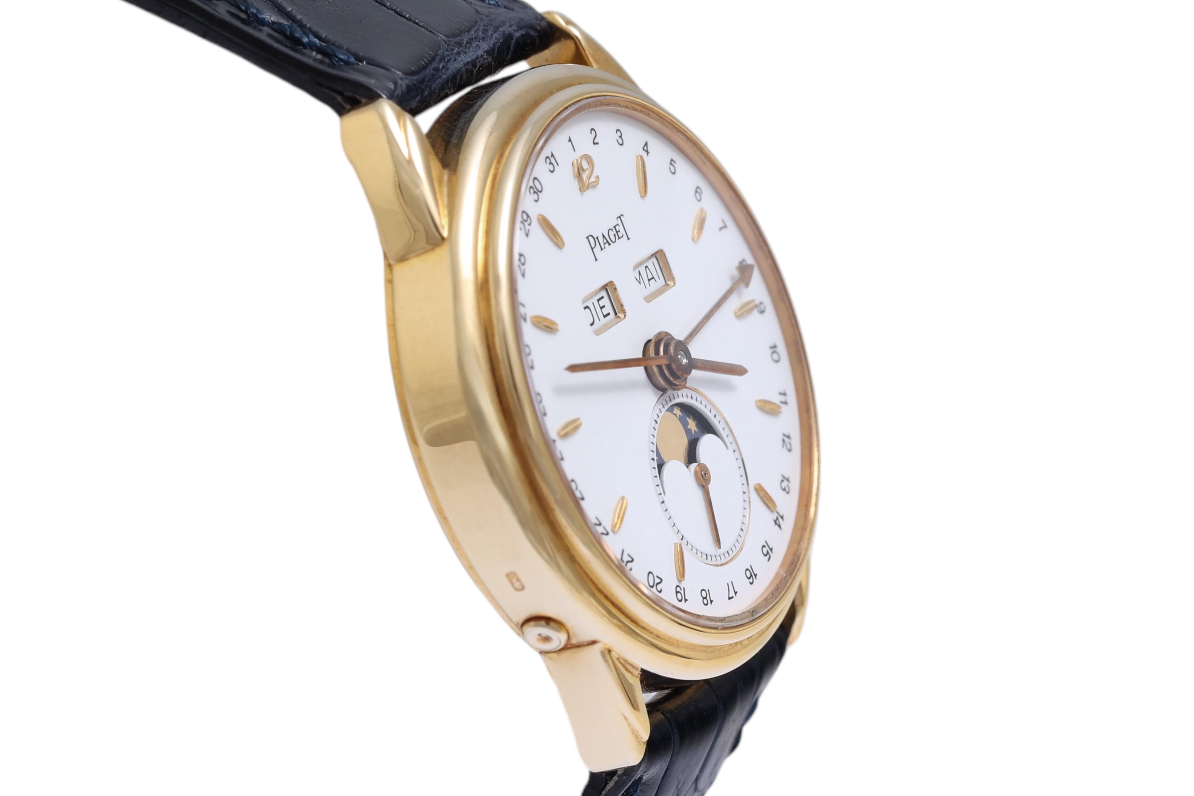 Women's or Men's 18 Kt Piaget Limited Edition Triple Date Moon Phase Wrist Watch For Sale