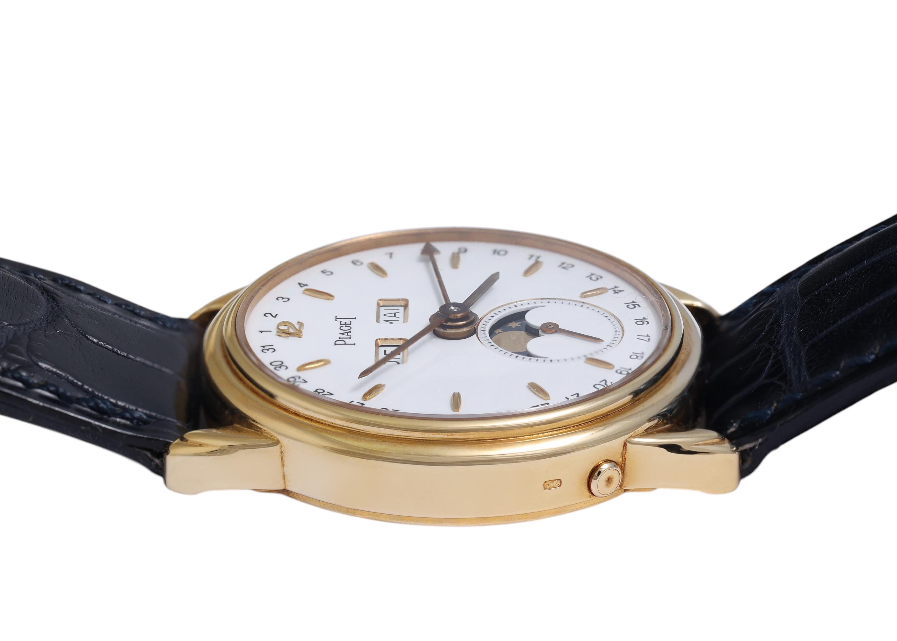 18 Kt Piaget Limited Edition Triple Date Moon Phase Wrist Watch For Sale 1