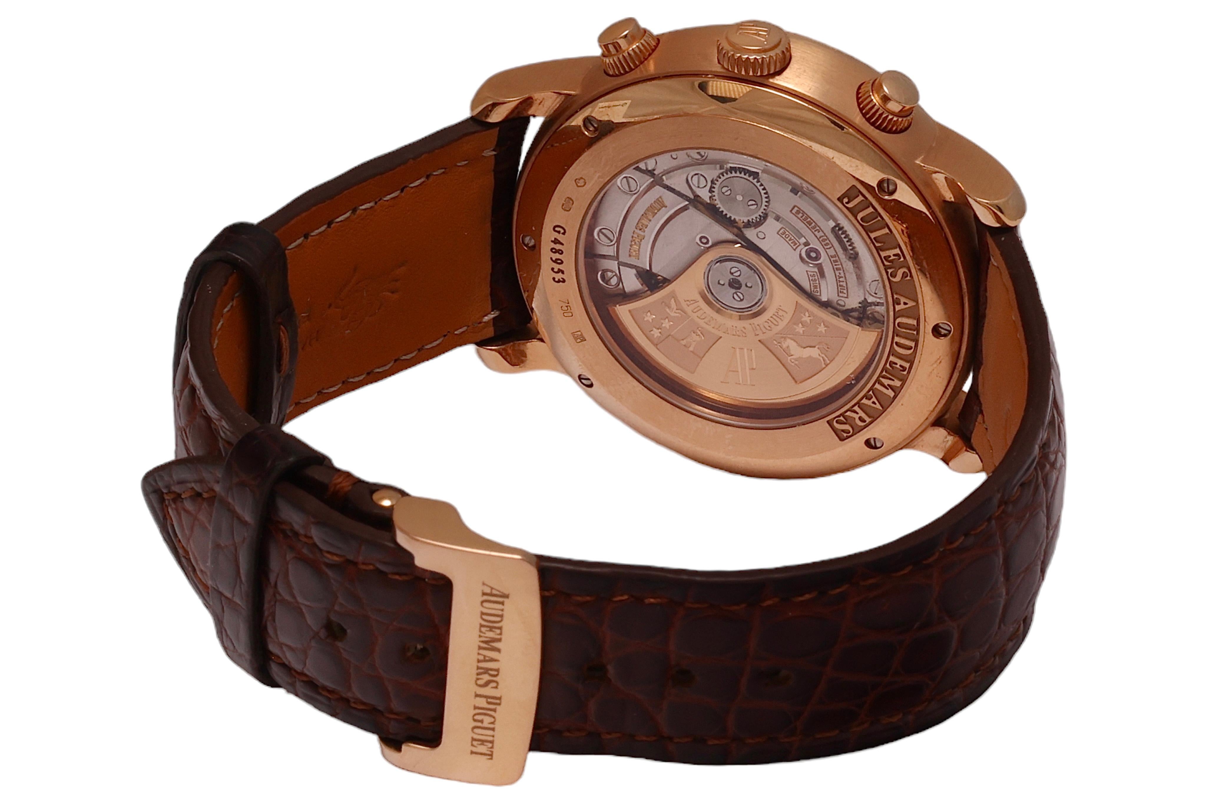 18 Kt Pink Gold Audemars Piguet Jules Audemars Chronograph Ref.26100OR Watch For Sale 2