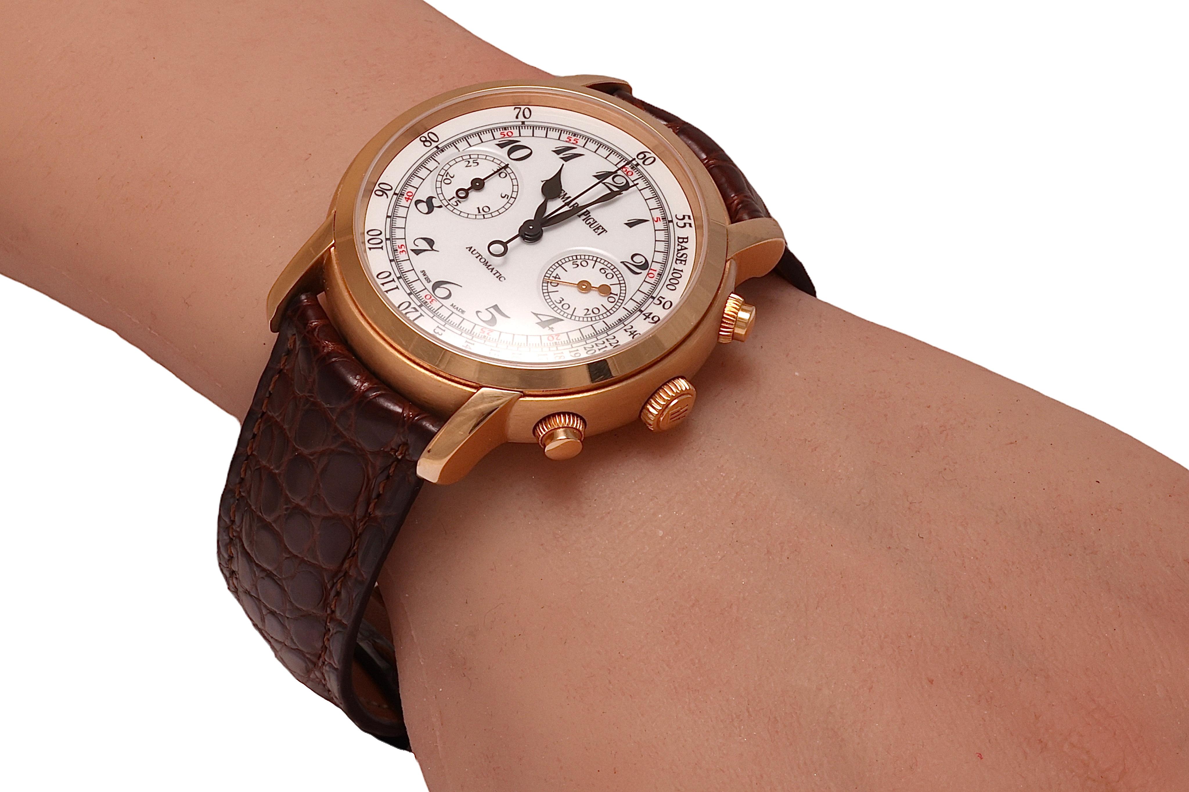 18 Kt Pink Gold Audemars Piguet Jules Audemars Chronograph Ref.26100OR Watch For Sale 5