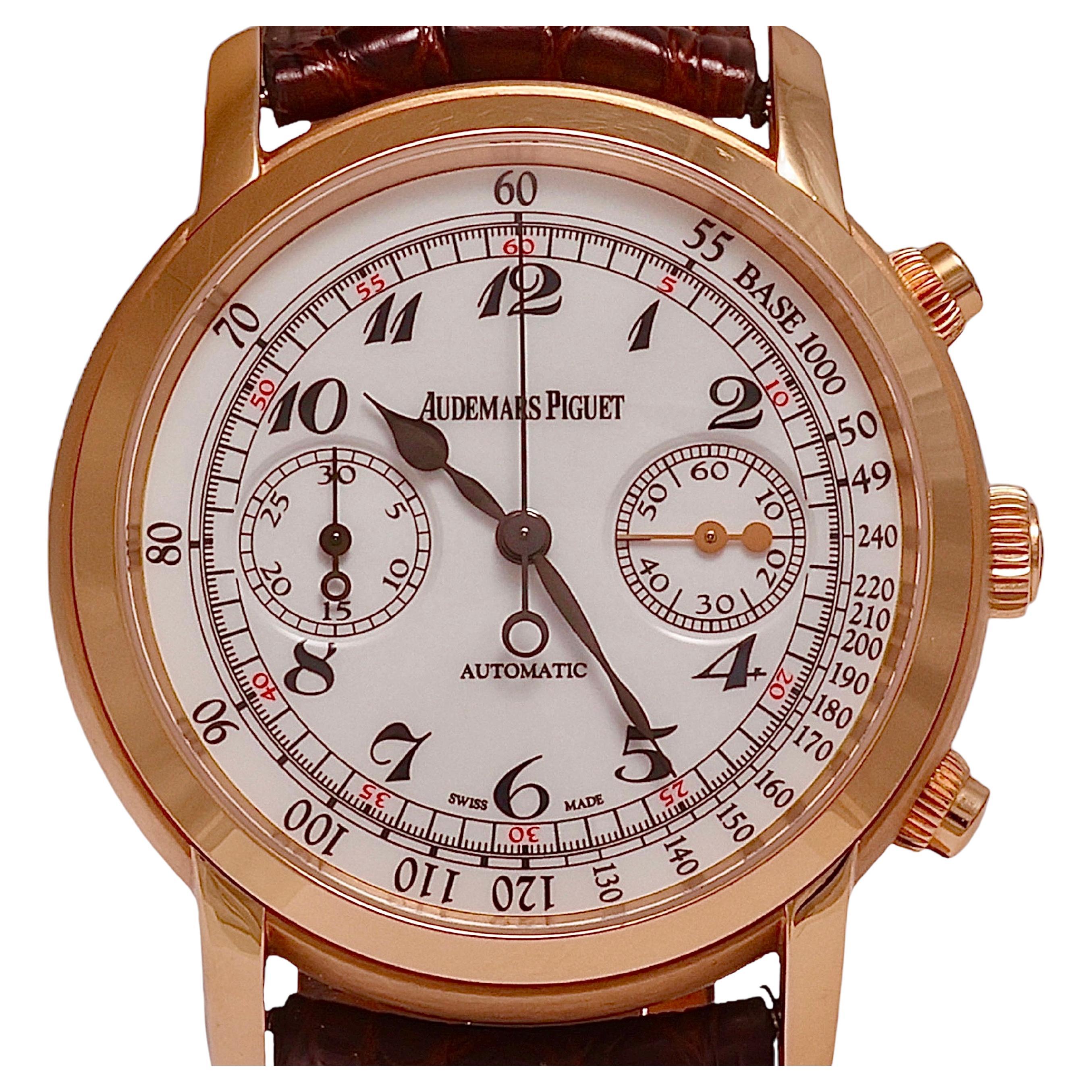 18 Kt Pink Gold Audemars Piguet Jules Audemars Chronograph Ref.26100OR Watch For Sale