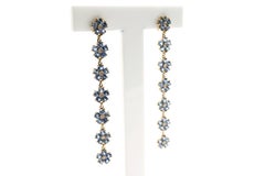 18 Kt Pink Gold, Blue Sapphires and Diamonds Daisy Chandelier Earrings
