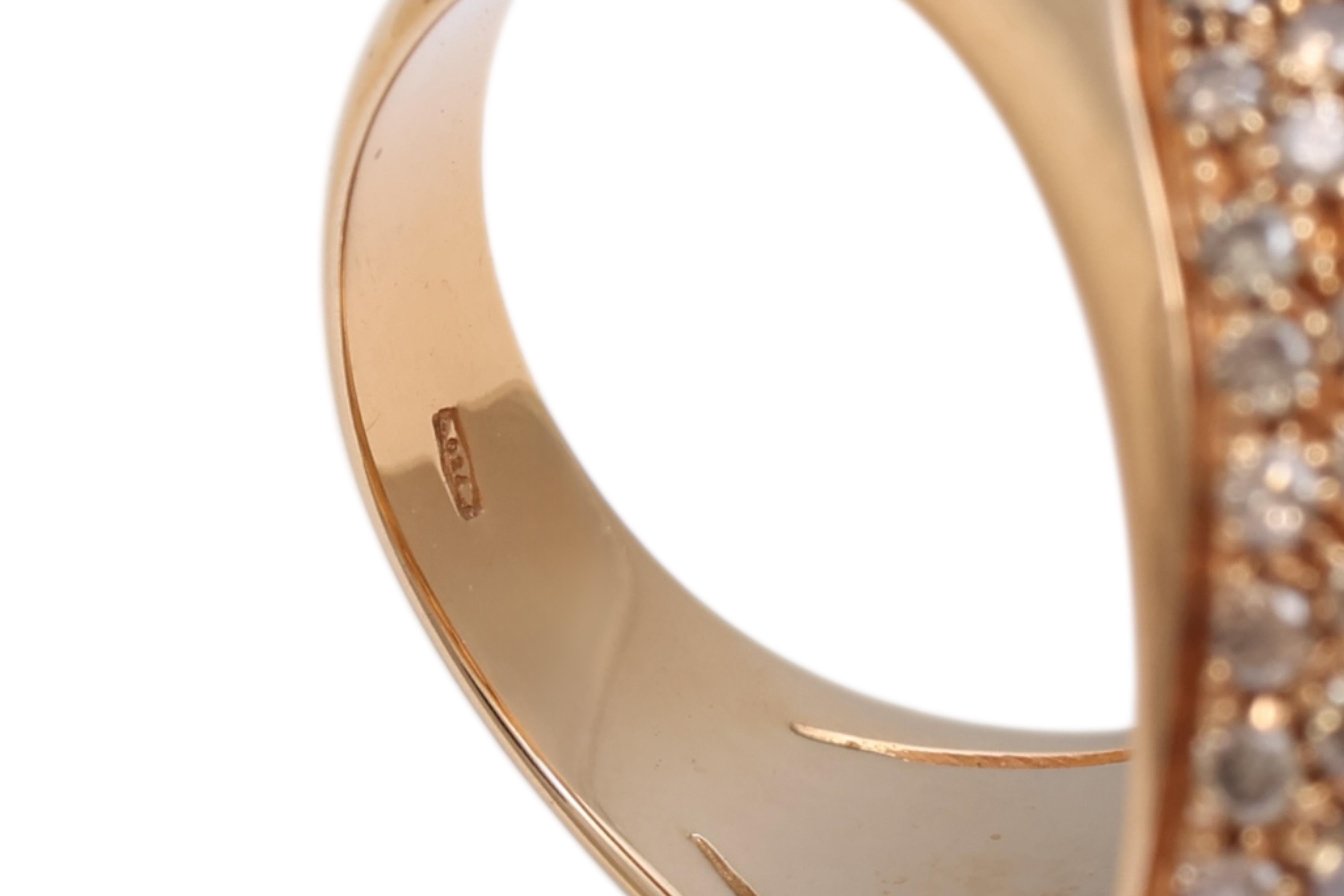 18 Kt Pink Gold Cognac Color Diamonds Pavé Set Ring For Sale 5