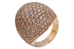 18 Kt Pink Gold Cognac Color Diamonds Pavé Set Ring