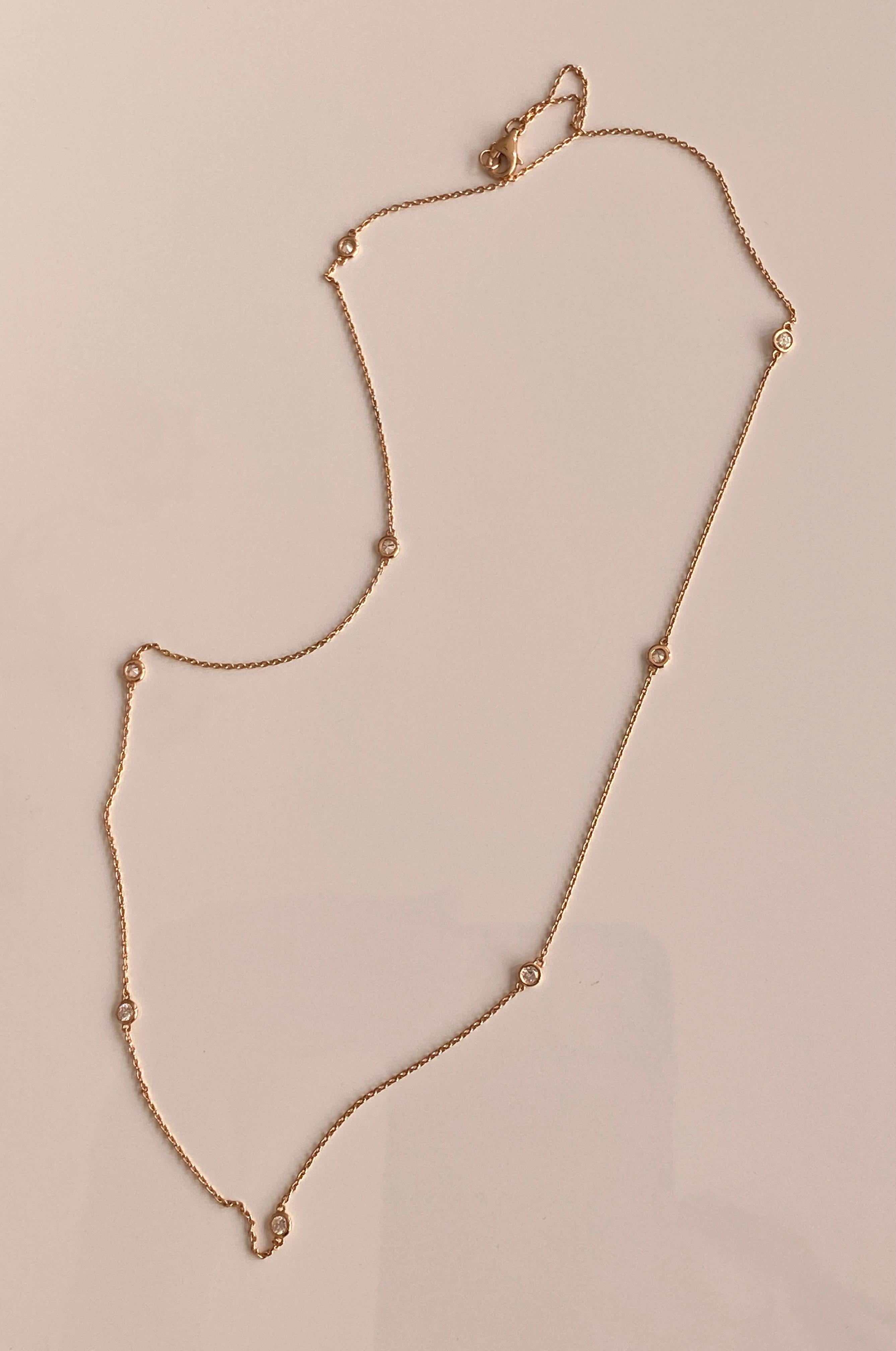 18 kt Pink Gold Diamonds Necklace 0.40 Carats of Diamonds In New Condition For Sale In AMSTERDAM, NL