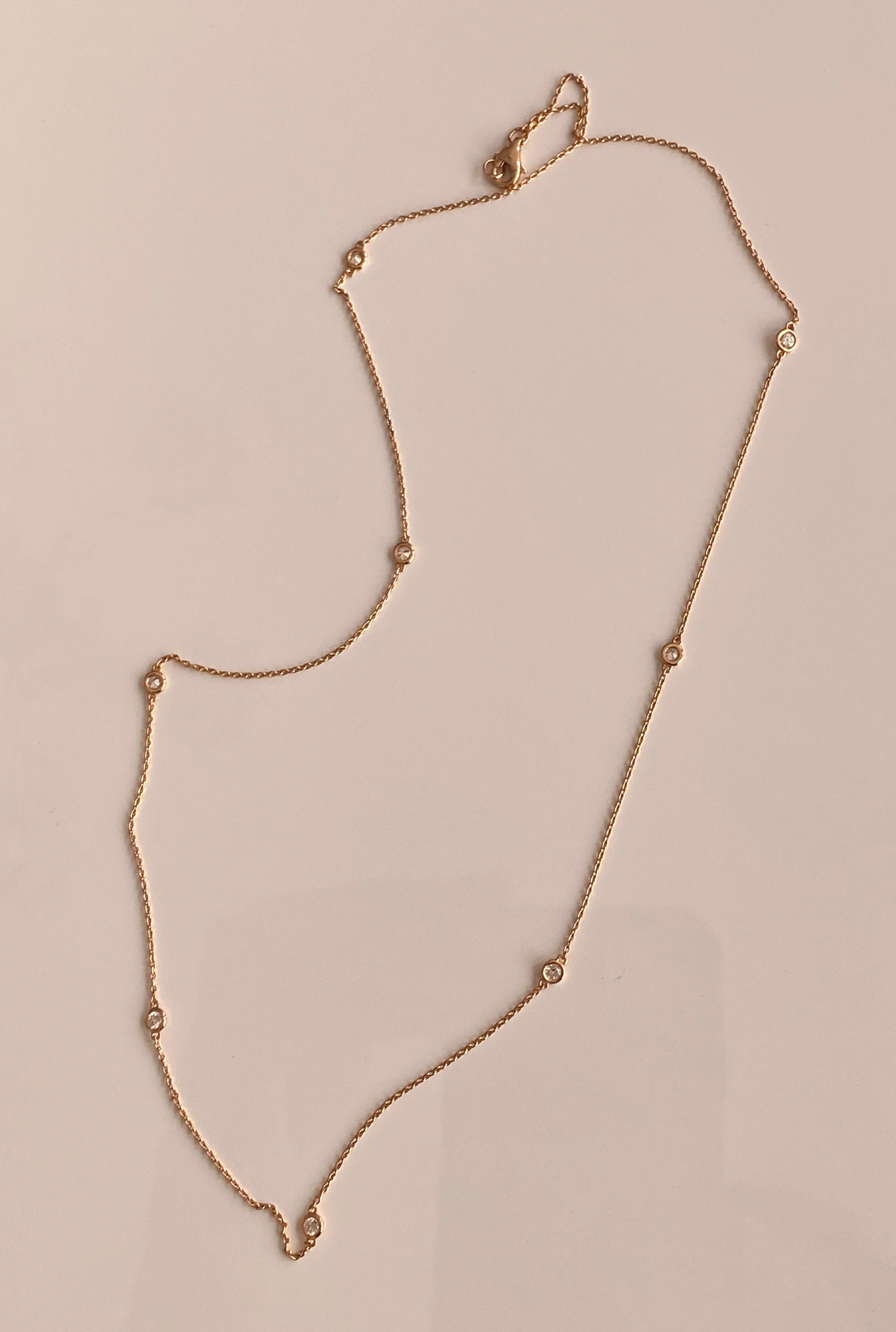 18 kt Pink Gold Diamonds Necklace 0.40 Carats of Diamonds For Sale 1