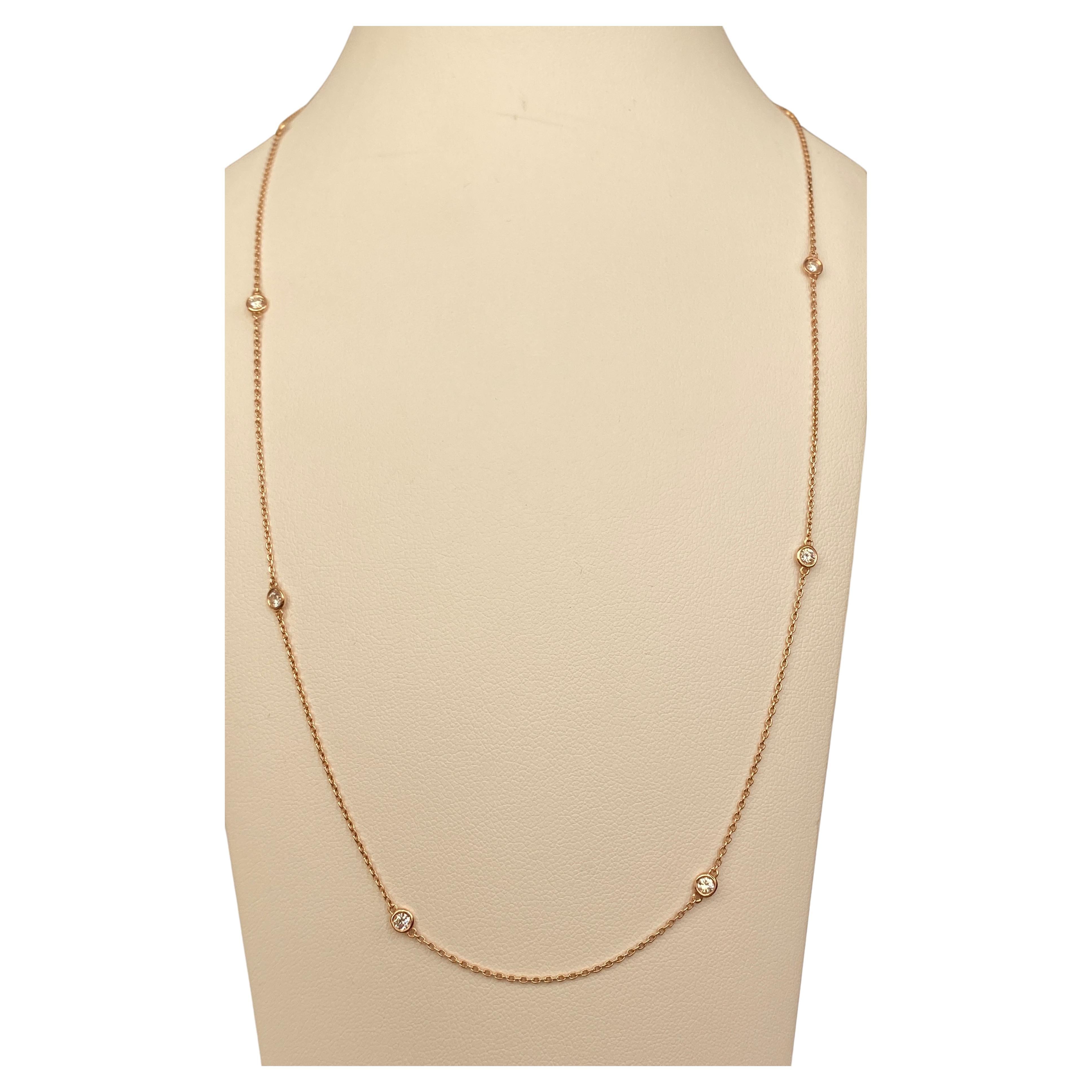 18 kt Pink Gold Diamonds Necklace 0.40 Carats of Diamonds For Sale