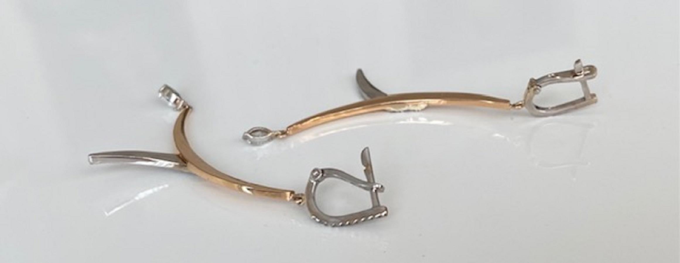 18 Kt. Boucles d'oreilles en or rose avec diamants 0,70 carat en vente 4