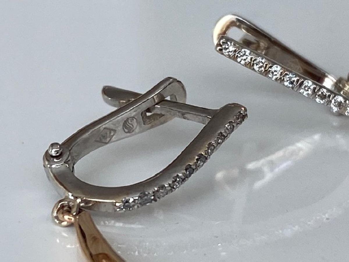 18 Kt. Boucles d'oreilles en or rose avec diamants 0,70 carat en vente 7