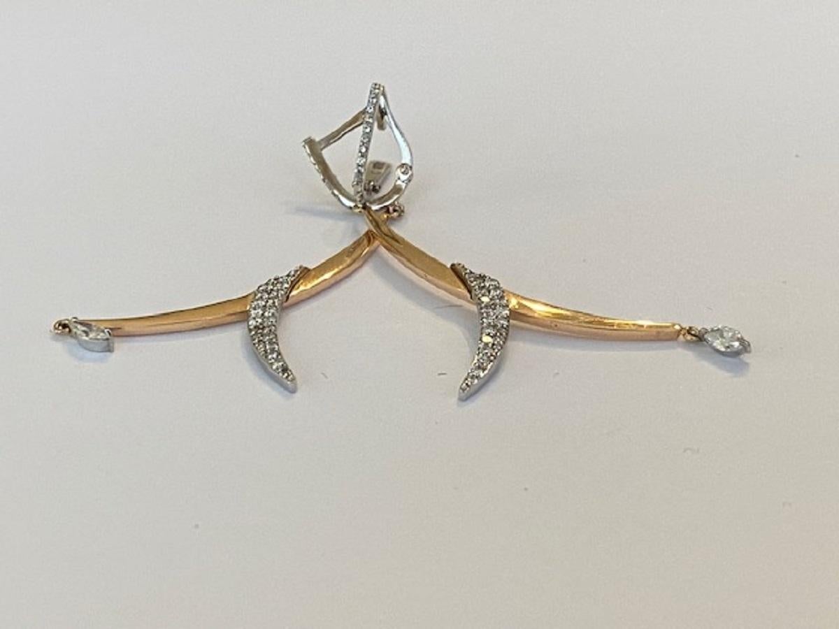 18 Kt. Boucles d'oreilles en or rose avec diamants 0,70 carat Unisexe en vente