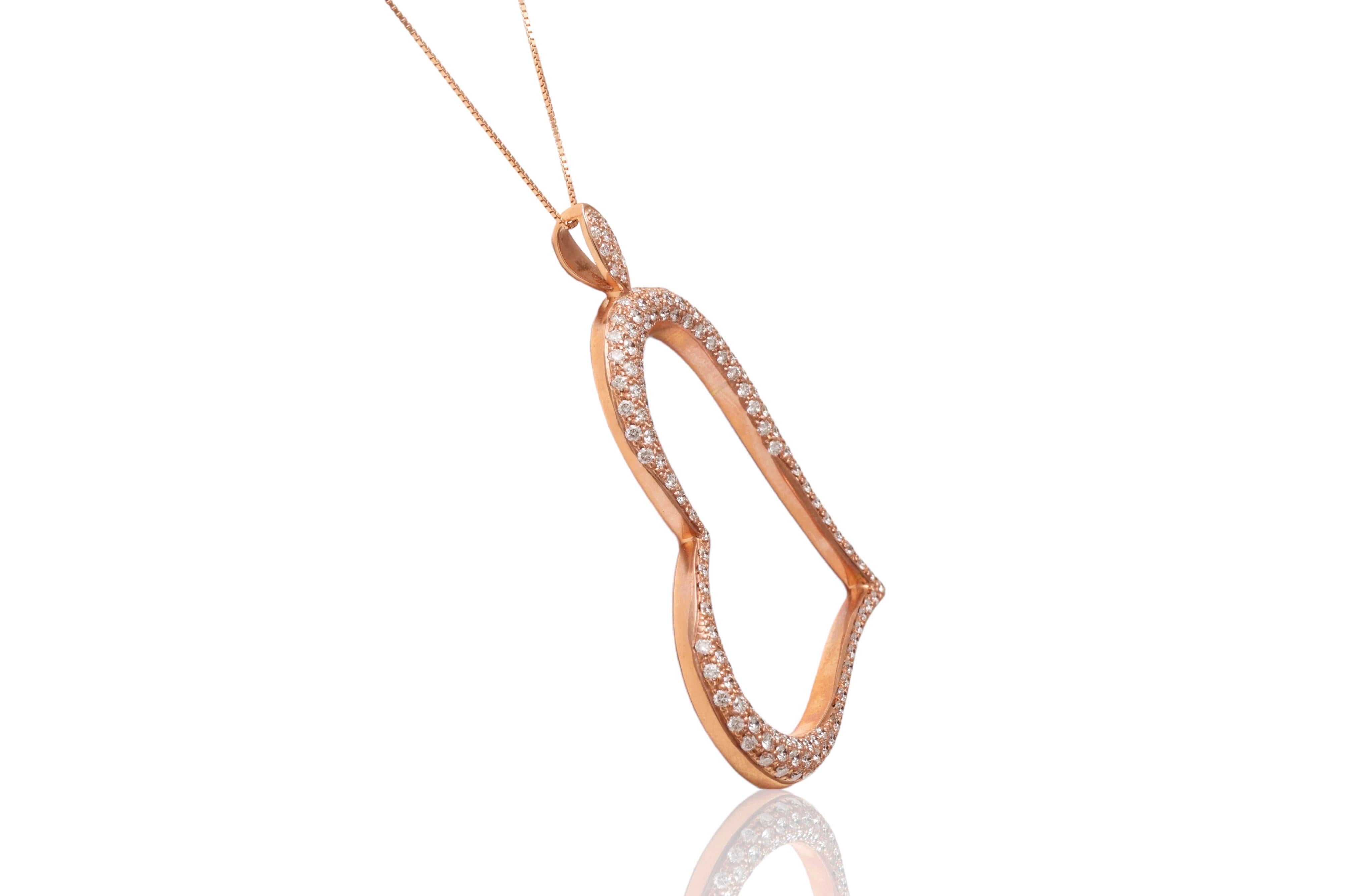 18 kt. Herzförmige Halskette aus Roségold mit 2,20 Karat Set. Diamanten im Zustand „Neu“ im Angebot in Antwerp, BE