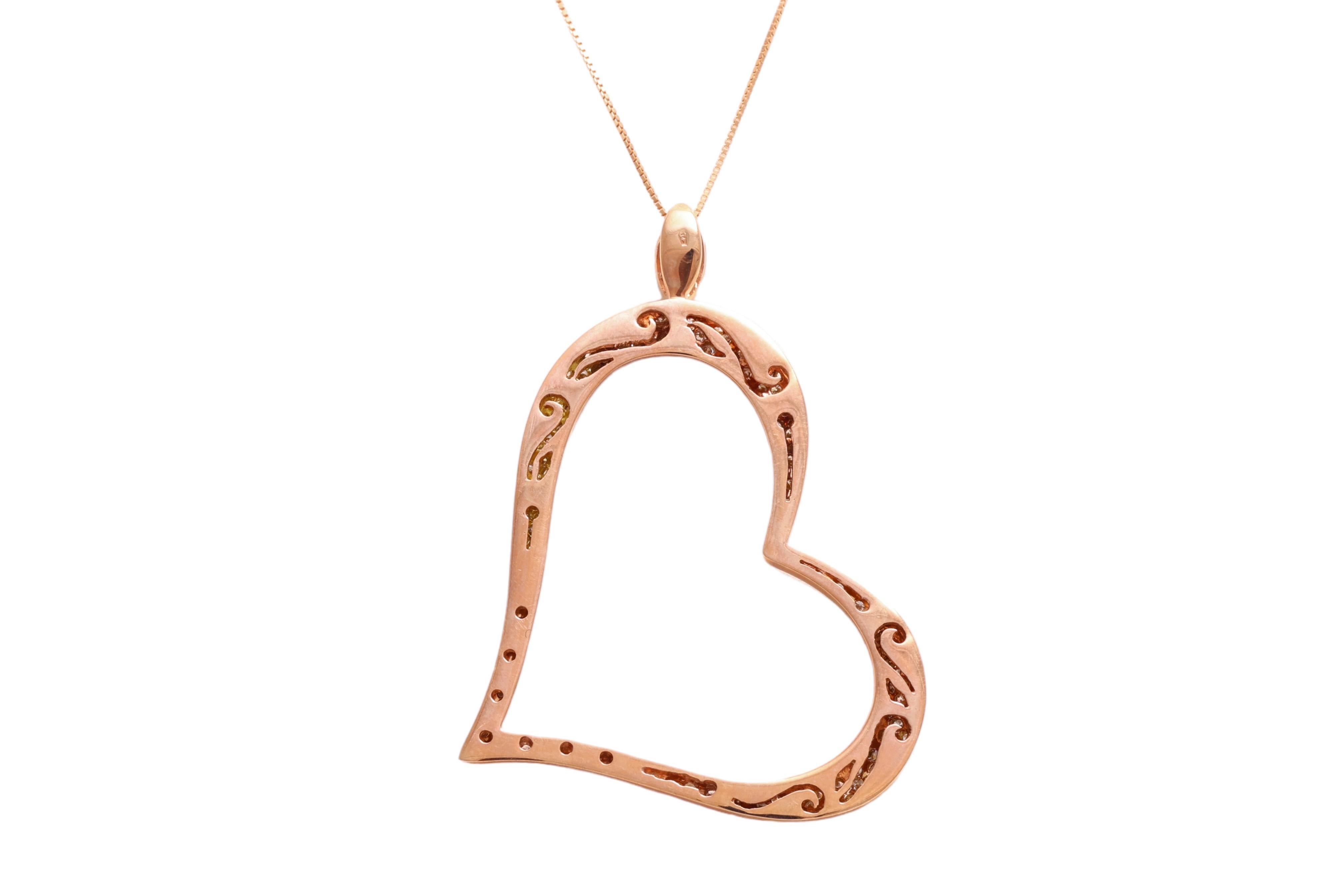 da uomo o donna 18 kt. Collana a forma di cuore in oro rosa con 2,20 carati. Diamanti in vendita