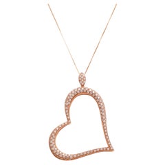 18 kt. Pink Gold Heart Shaped Necklace Set with 2.20 ct. Diamonds