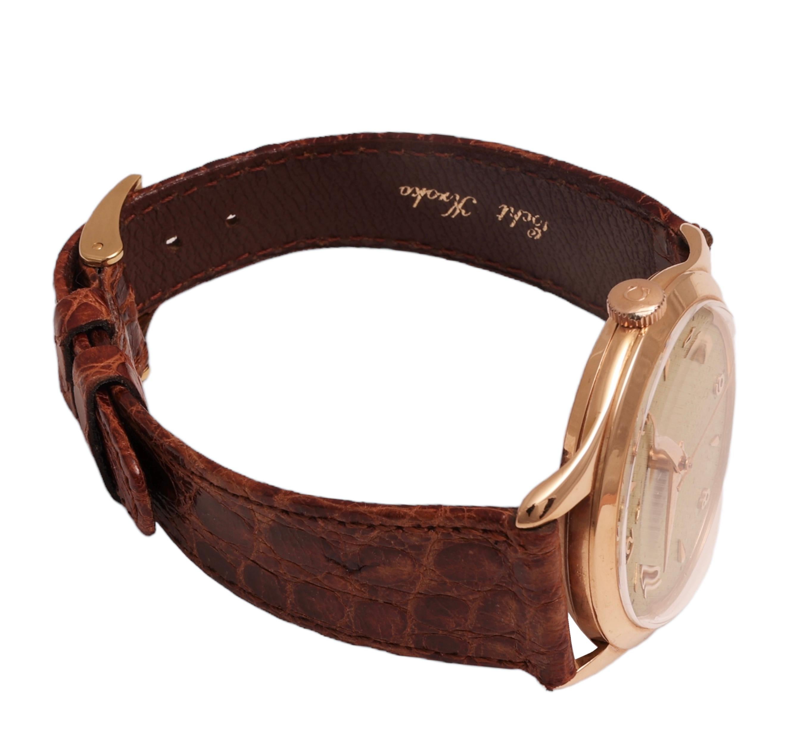 18 kt. Pink Gold Omega Honeycomb Ref 2624, Manual Winding For Sale 3