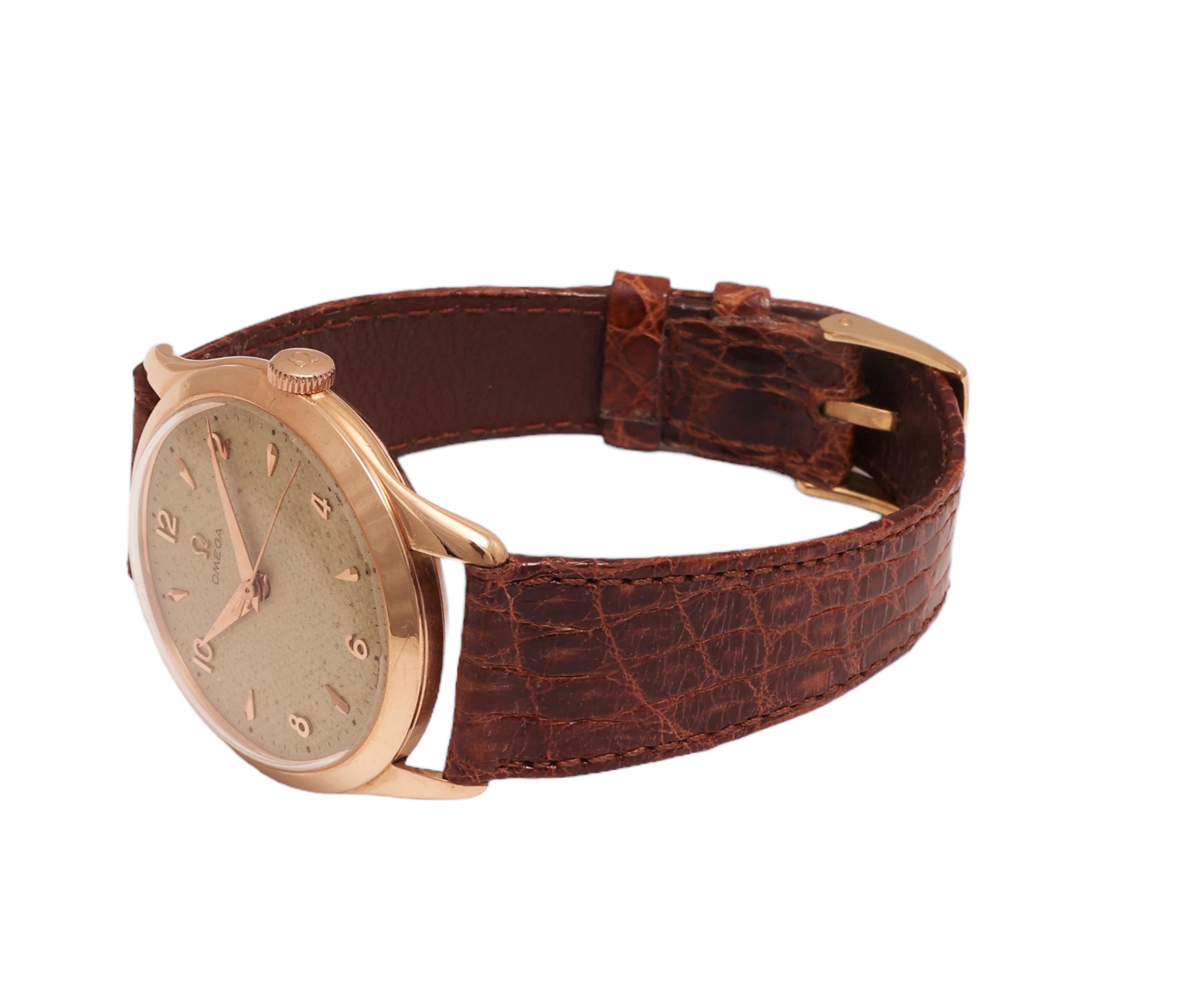 18 kt. Pink Gold Omega Honeycomb Ref 2624, Manual Winding For Sale 4